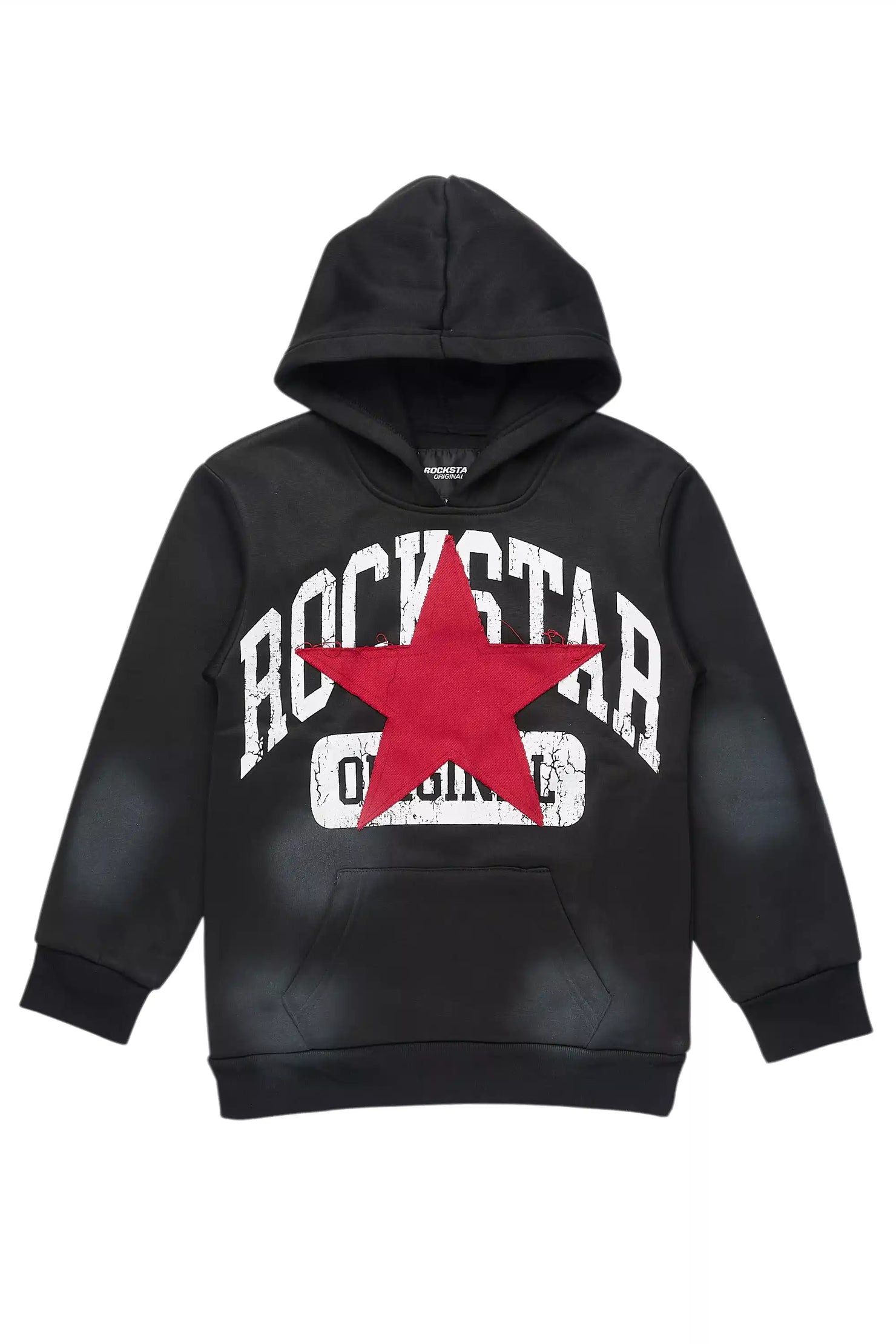 Boys Mallor Black/Red Graphic Hoodie with patch