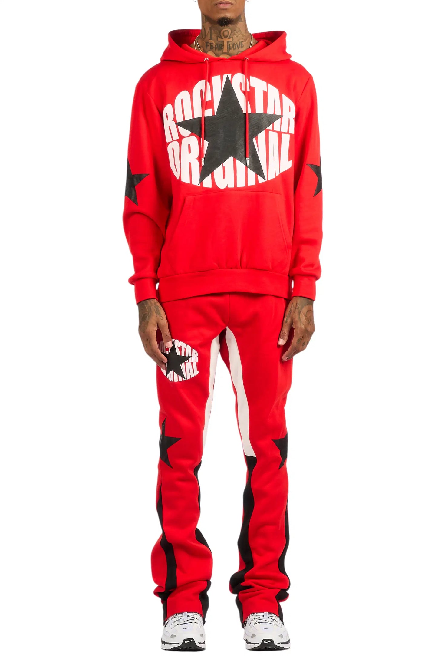 States Red/Black Hoodie Stacked Flare Track Set