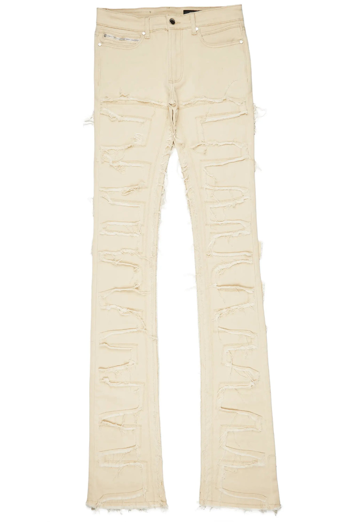 Boys Hallie Beige Super Stacked Flare Jean