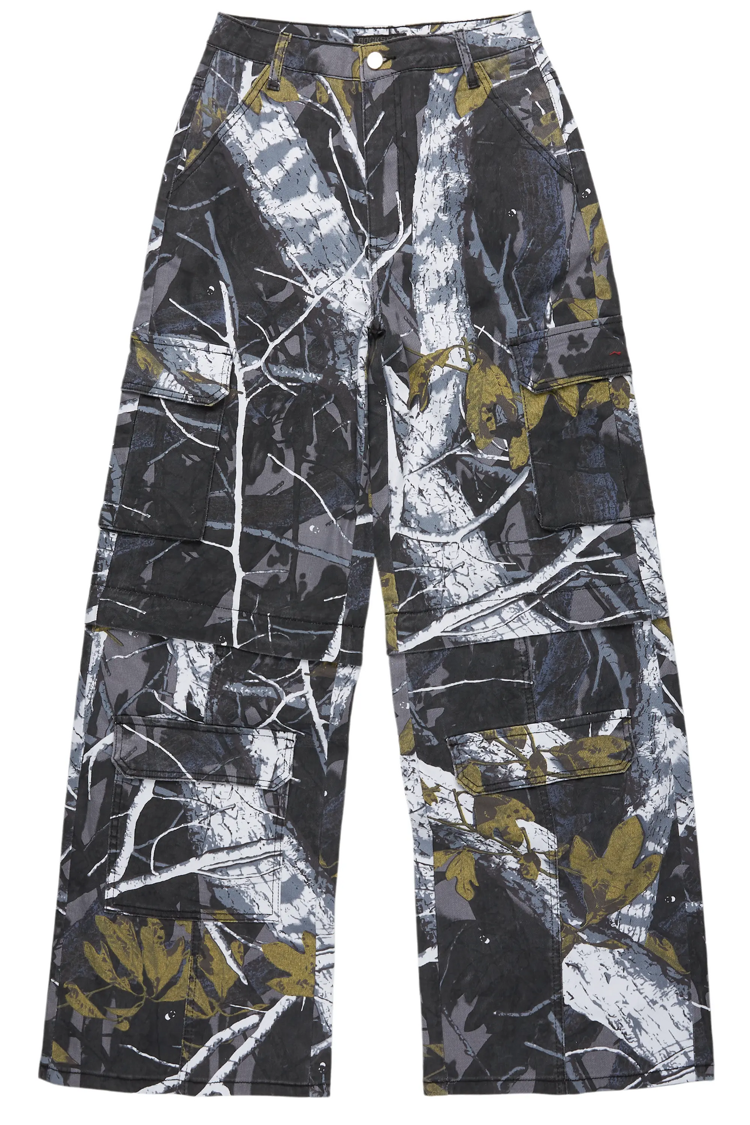 Precious Black Tree Camo Baggy Stacked Jean