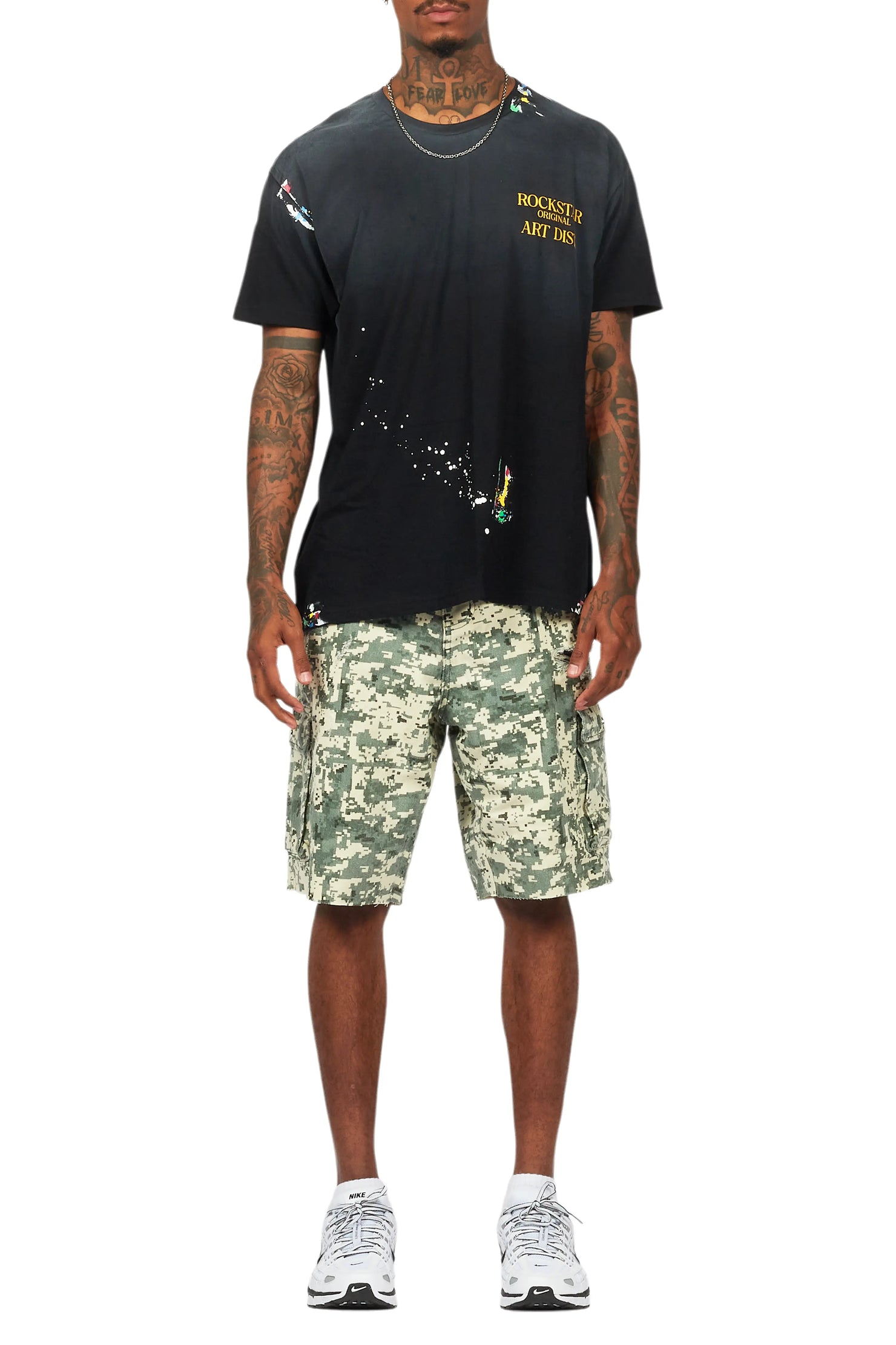 Palmer Black/Camo T-Shirt/Denim Short Set