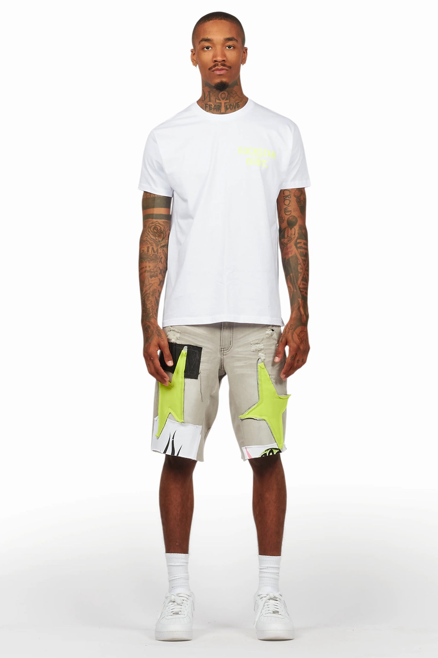 Butch White/Green T-Shirt/Denim Short Set