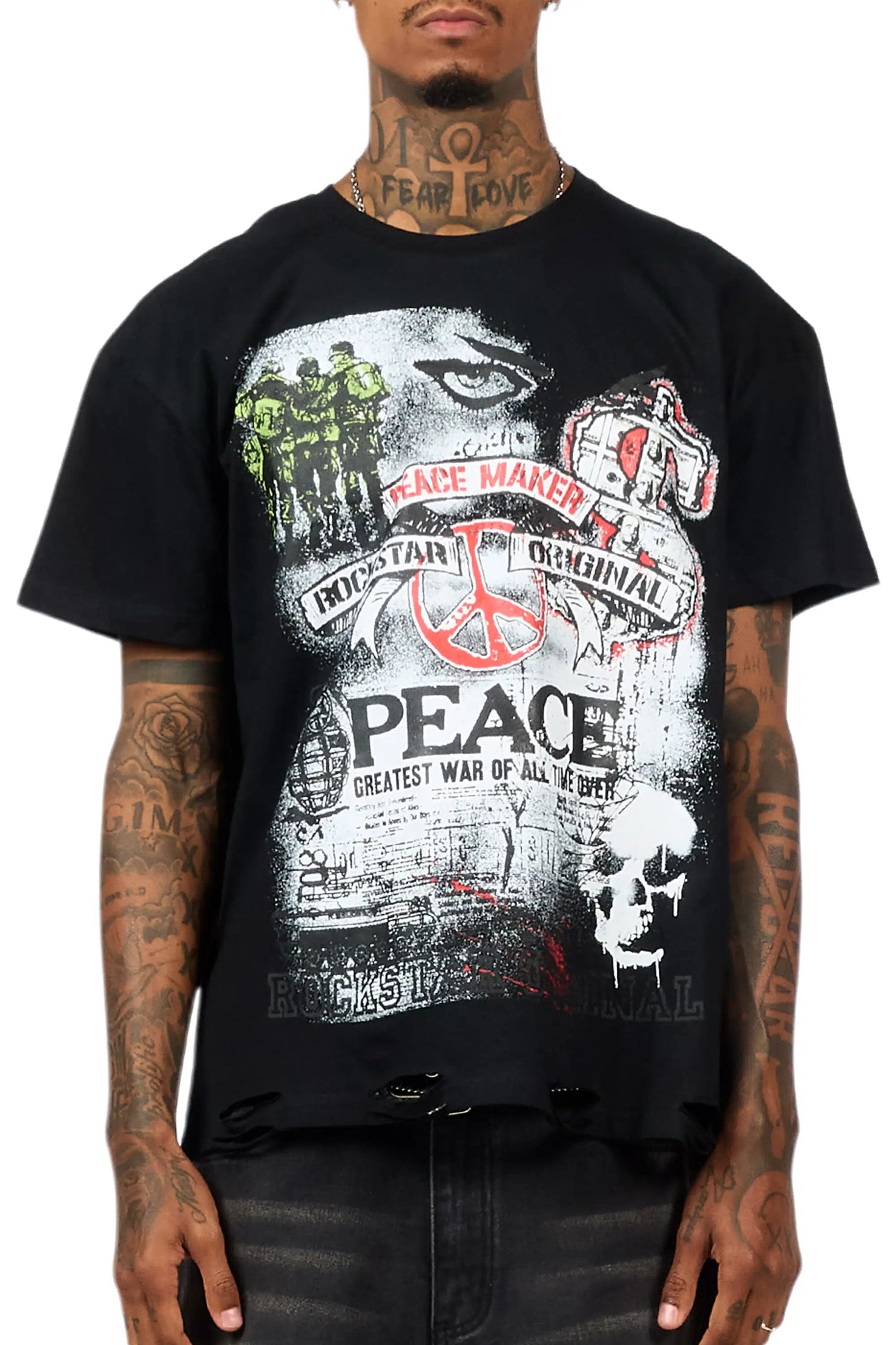 Saeko Black Oversized Graphic T-Shirt