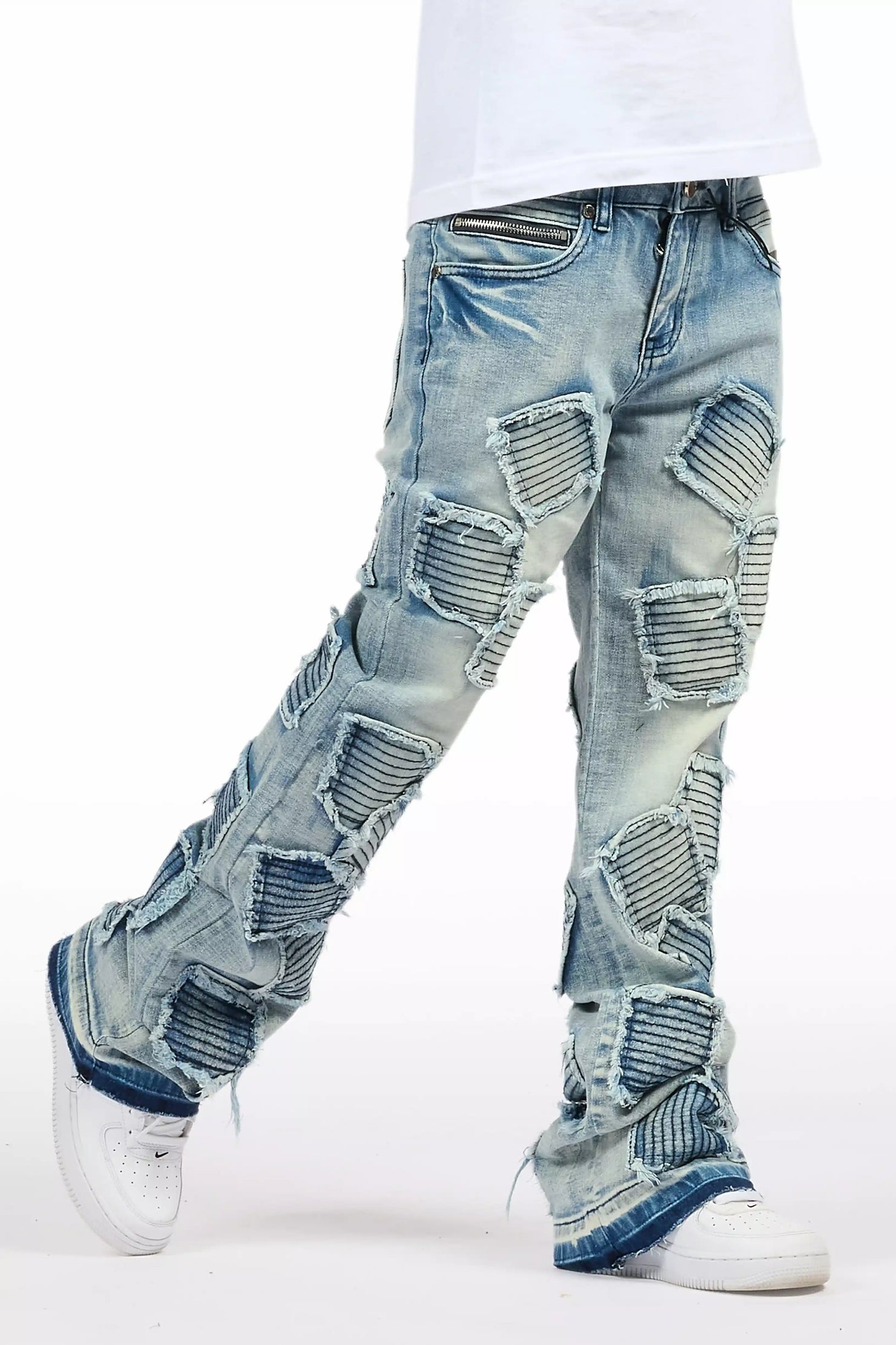 Boys Gawel Blue Stacked Flare Jean