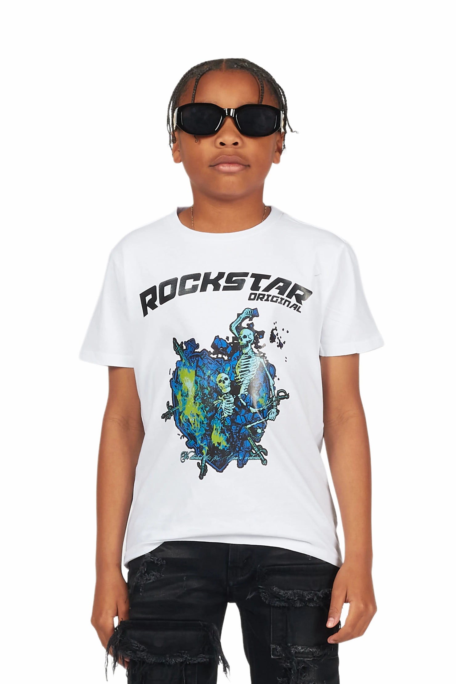 Boys Naveen White Graphic T-Shirt