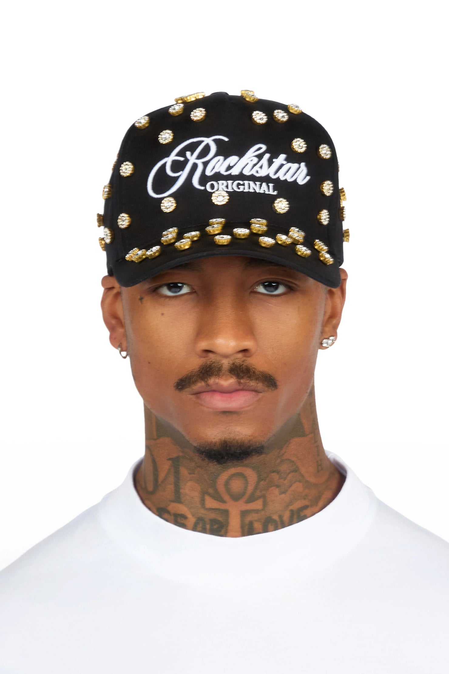Roma Black Rhinestone Trucker Hat