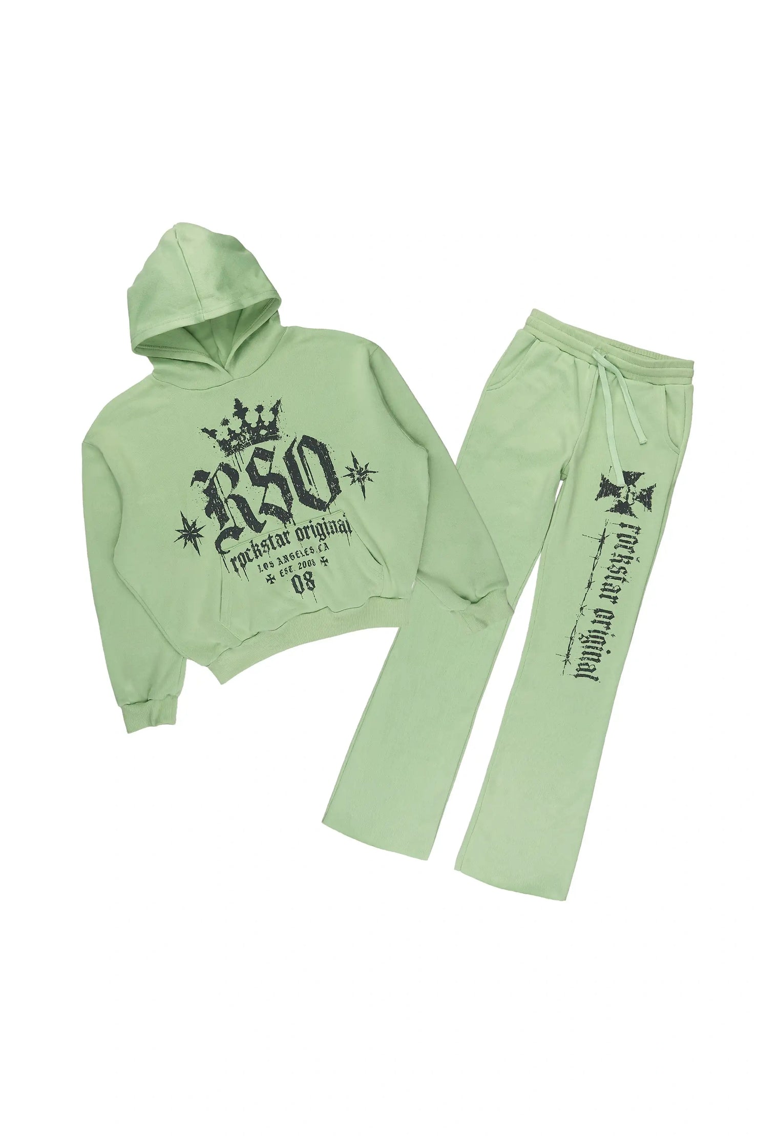 Girls Cicatrix Light Sage Hoodie Track Set