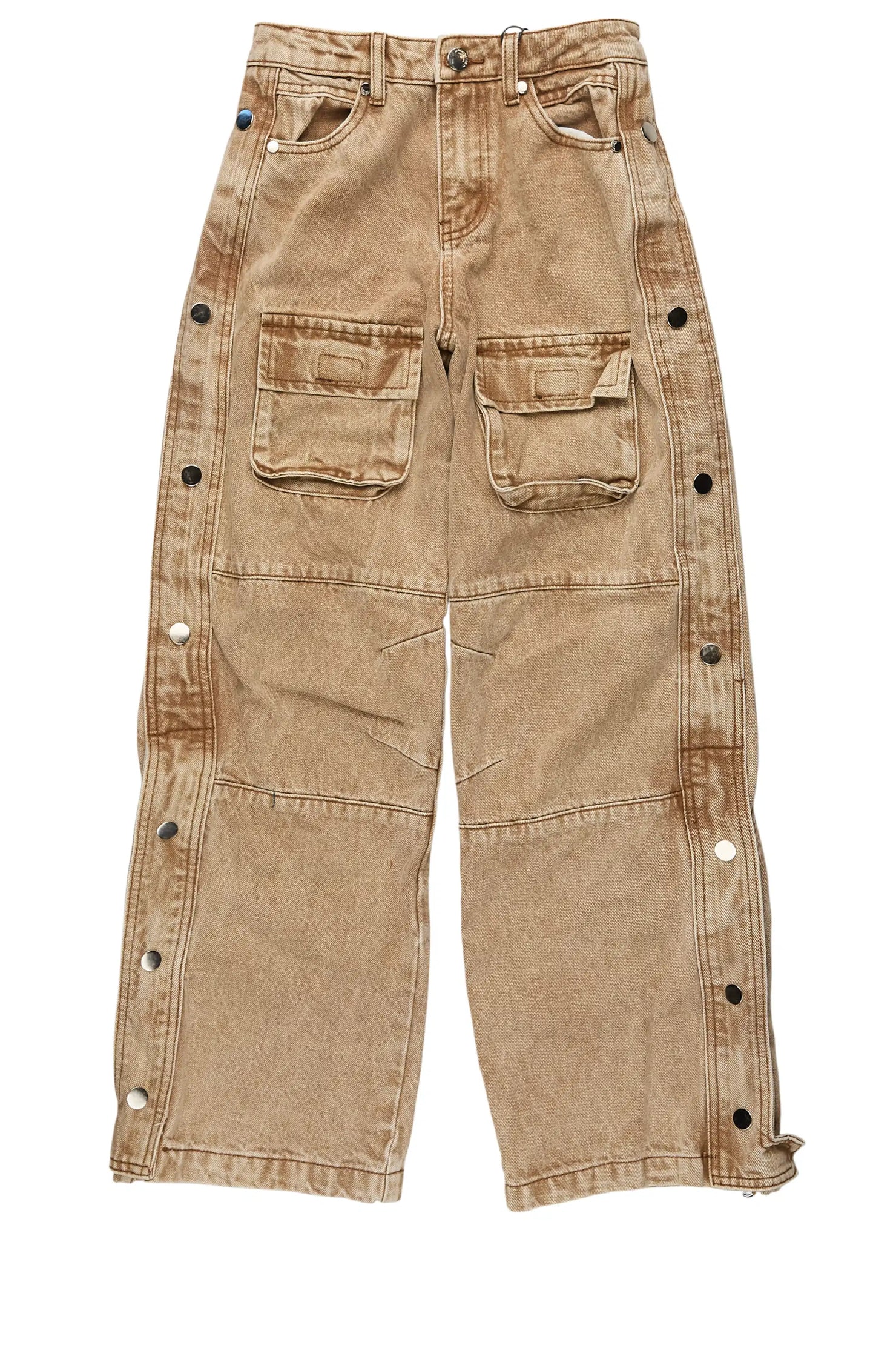 Boys Yuri Beige Baggy Fit Cargo Jean
