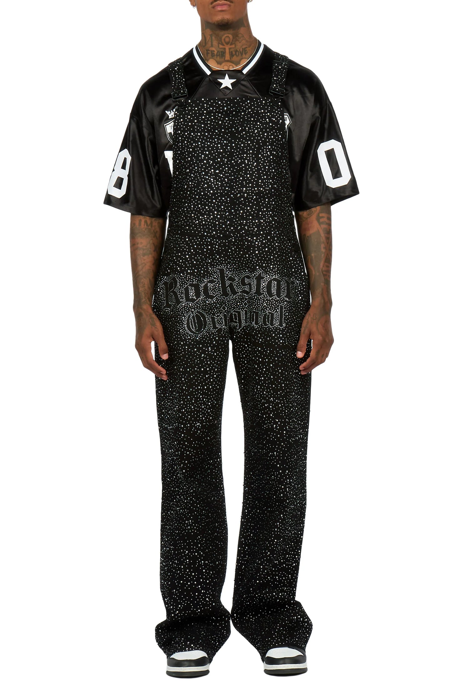 Dezmin Black Rhinestone Denim Overall