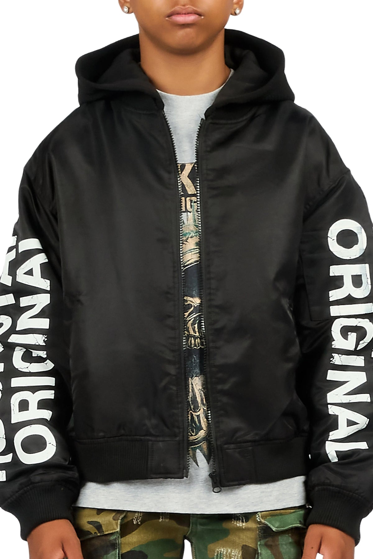 Boys Aldrin Black Bomber Jacket