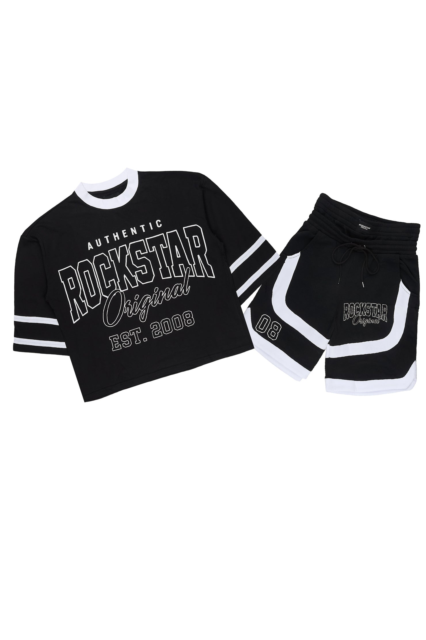 Redford Black T-Shirt/Double Waisted Short Set