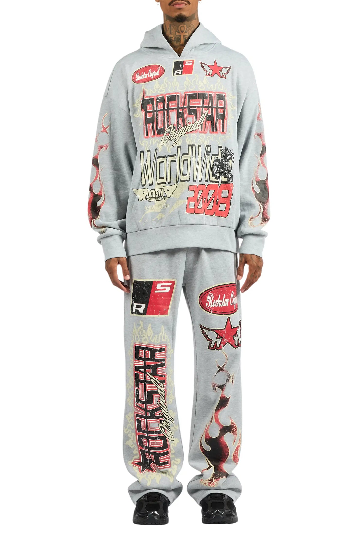 Deangelo Heather Grey Hoodie/Baggy Track Pant Set