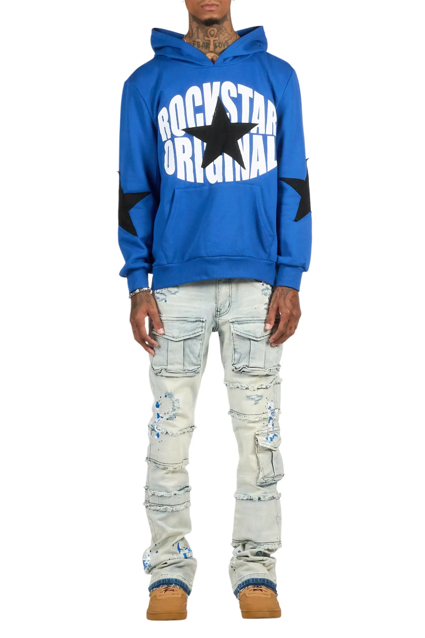 States 2.0 Royal/Light Blue Hoodie/Stacked Flare Jean Set