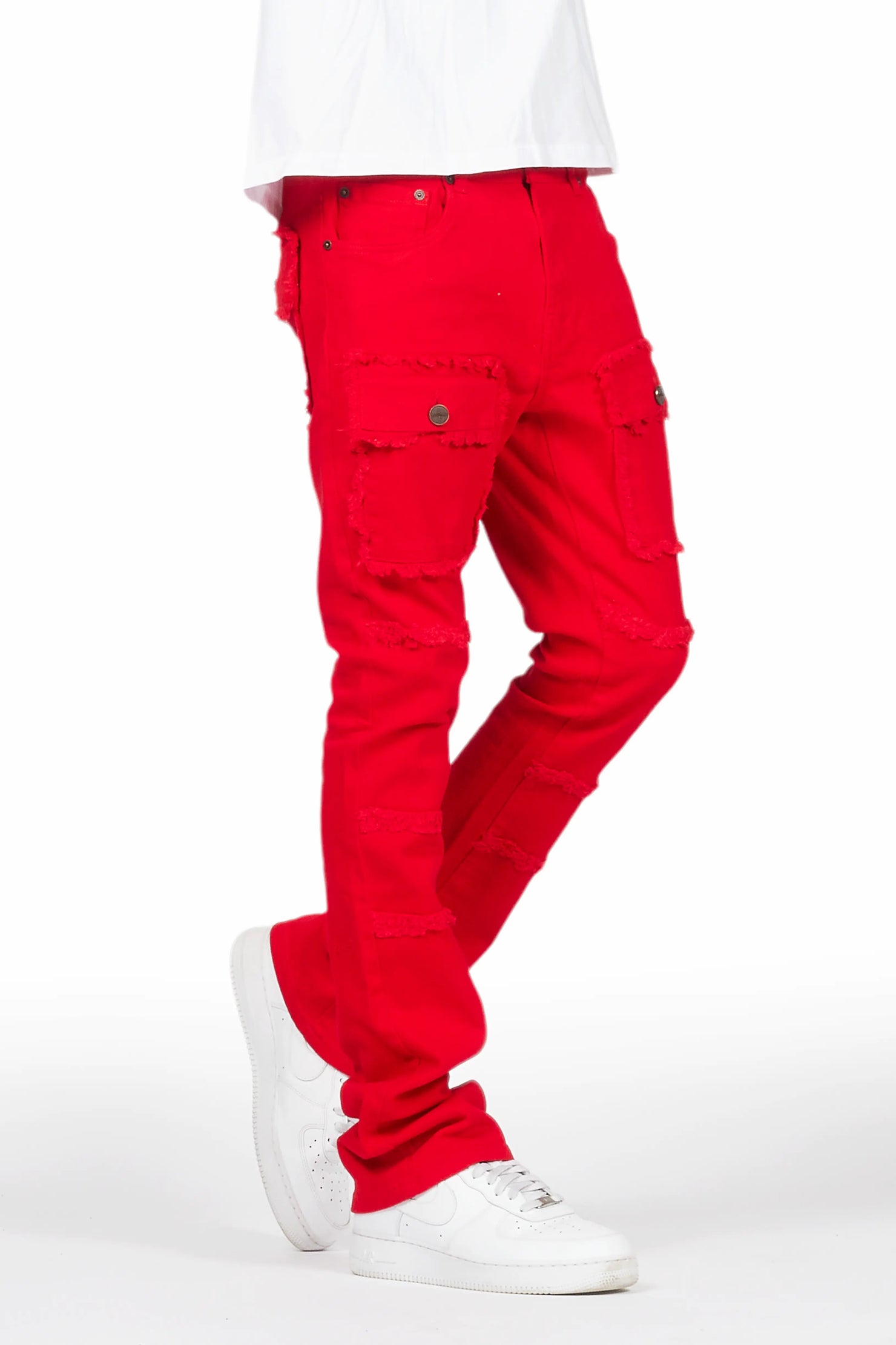 Lake White/Red T-Shirt/Stacked Flare Cargo Jean Bundle