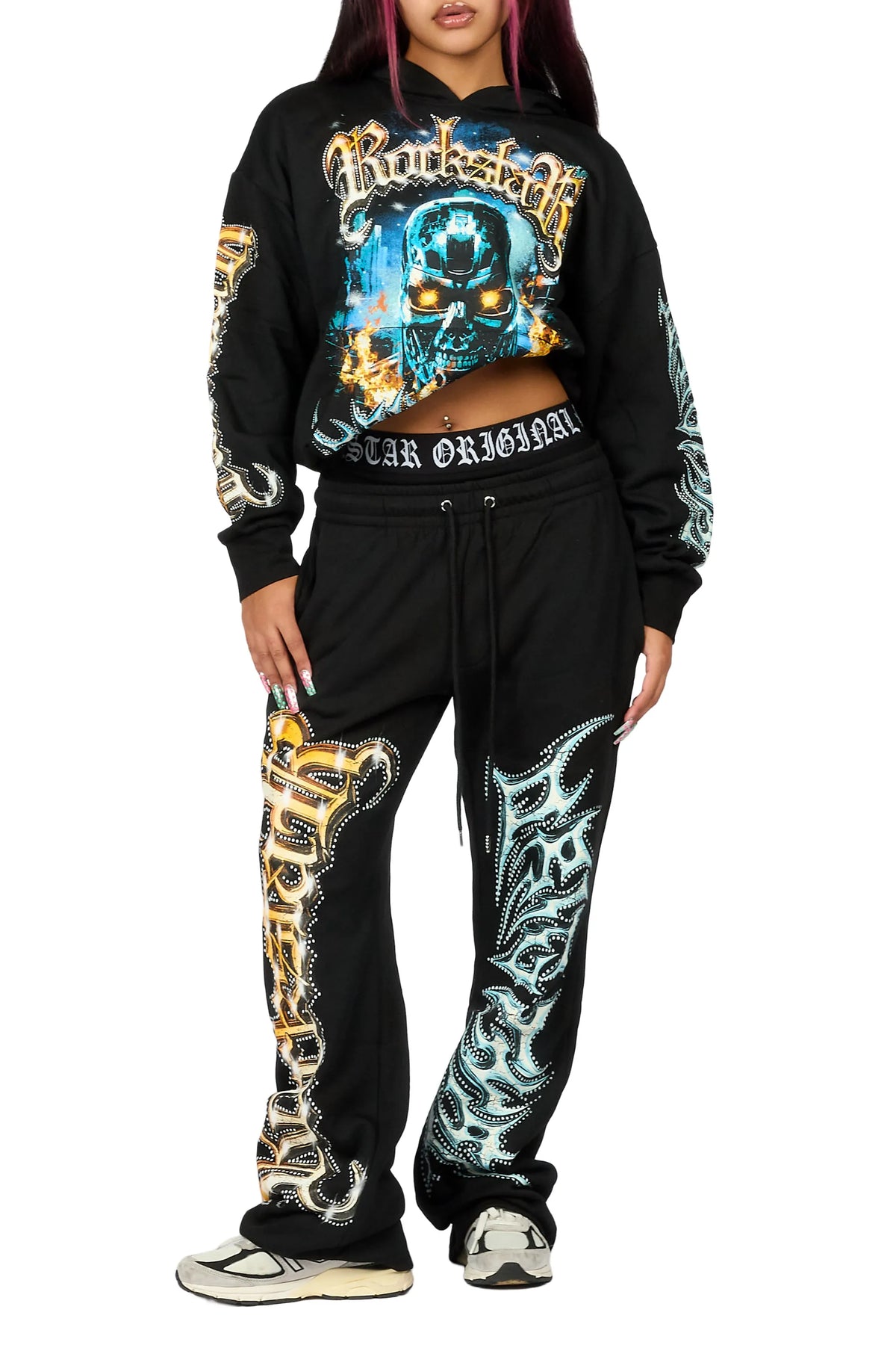 Tawny Black Graphic Baggy Fit Track Set