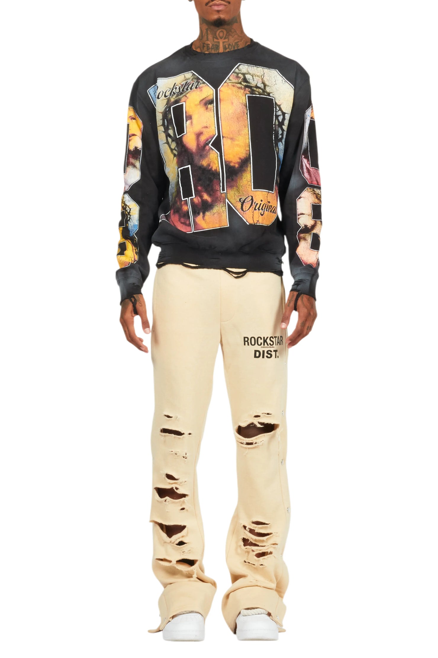 Chance Beige Baggy Snap Button Pant