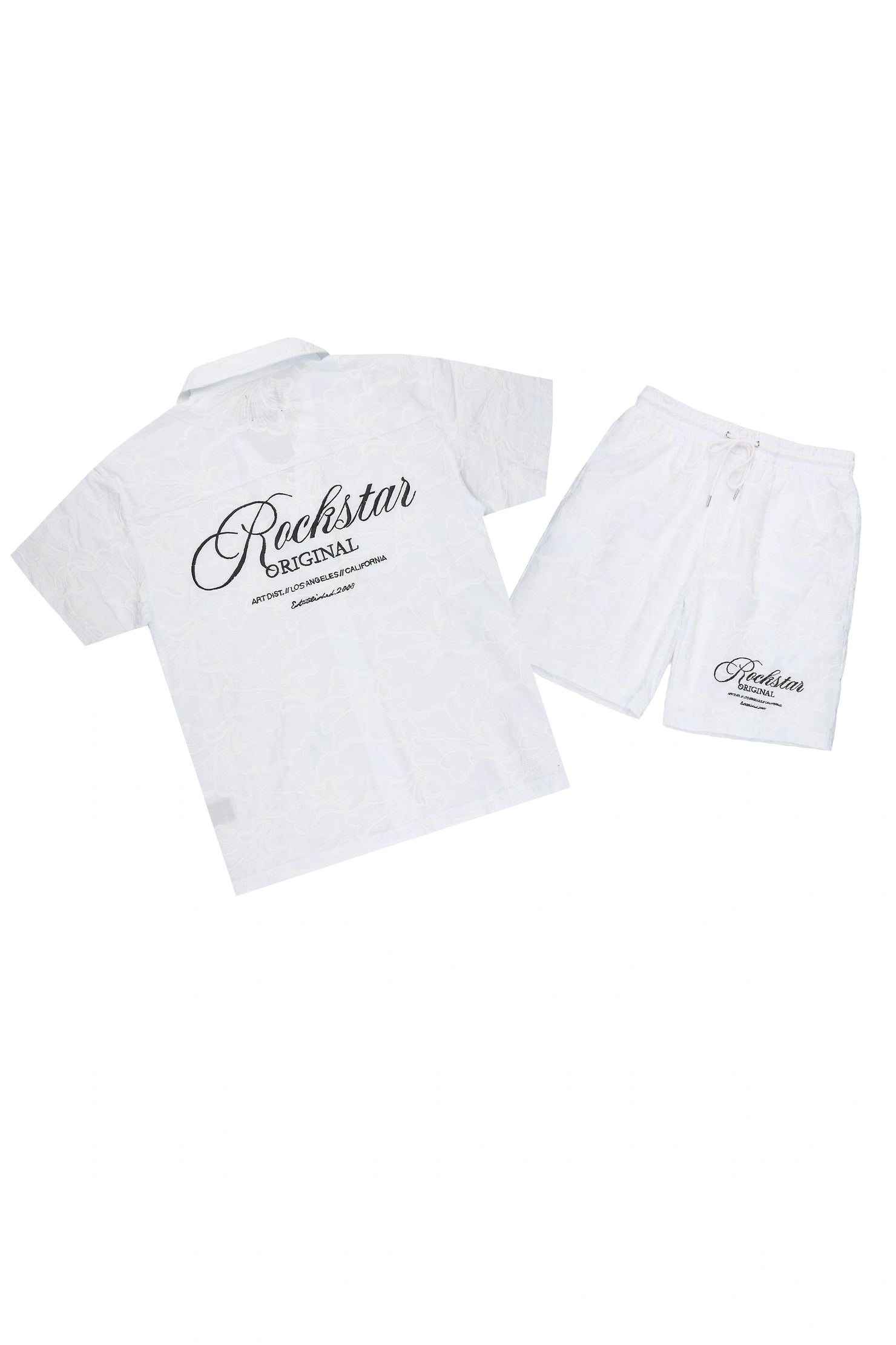 Isaiah White Button Down Shirt/Short Set