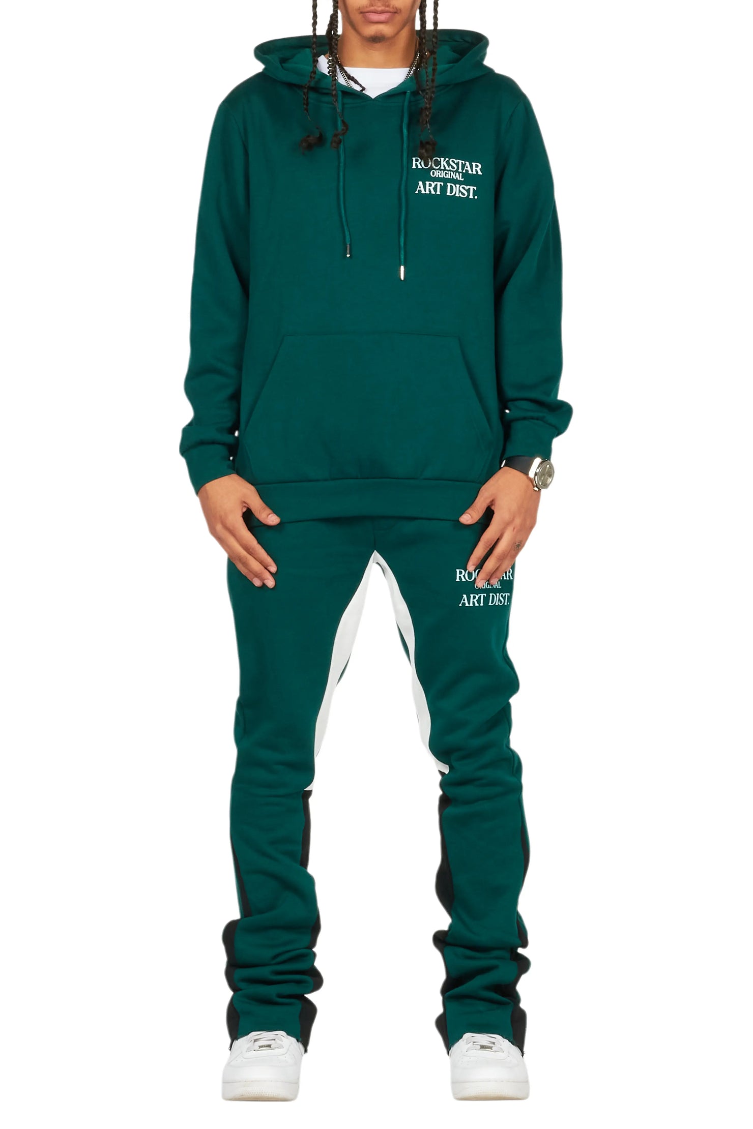Briggs Dark Green Hoodie/Stacked Flare Track Set