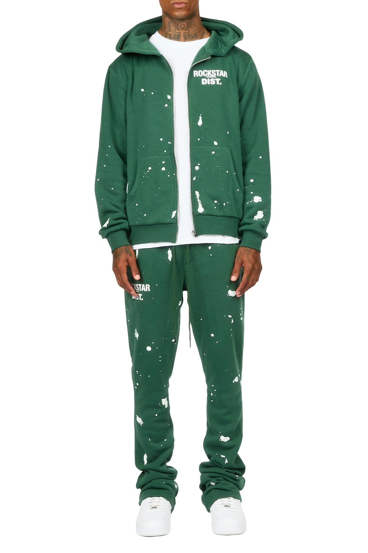 Zip Up Green Raffer Hoodie/Stacked Track Set