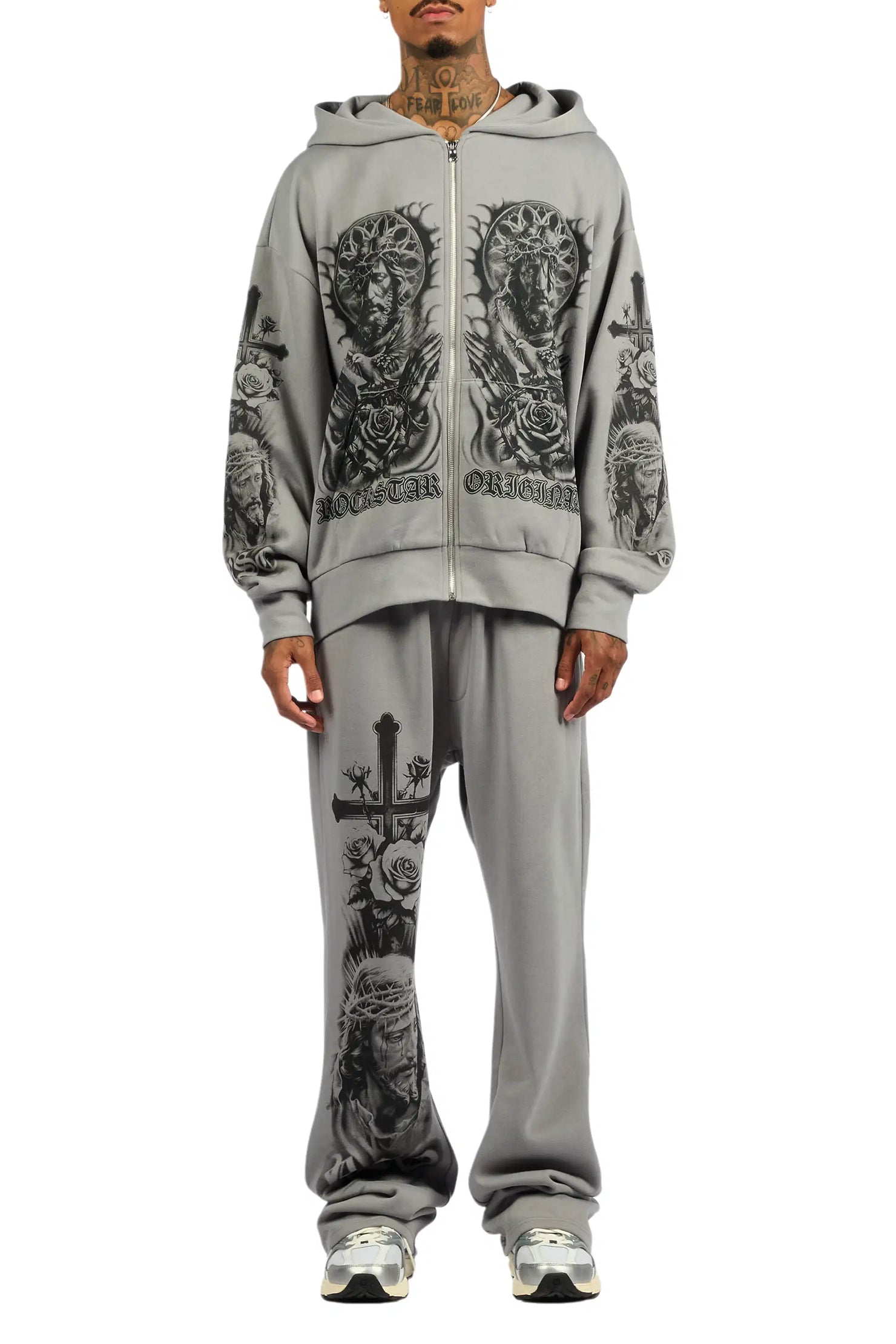 Blasted Grey Hoodie/Baggy Pant Track Set