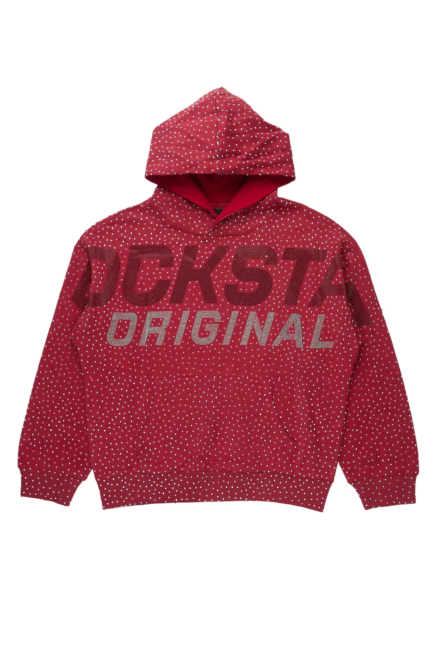 Iceout Red Rhinestone Oversized Hoodie