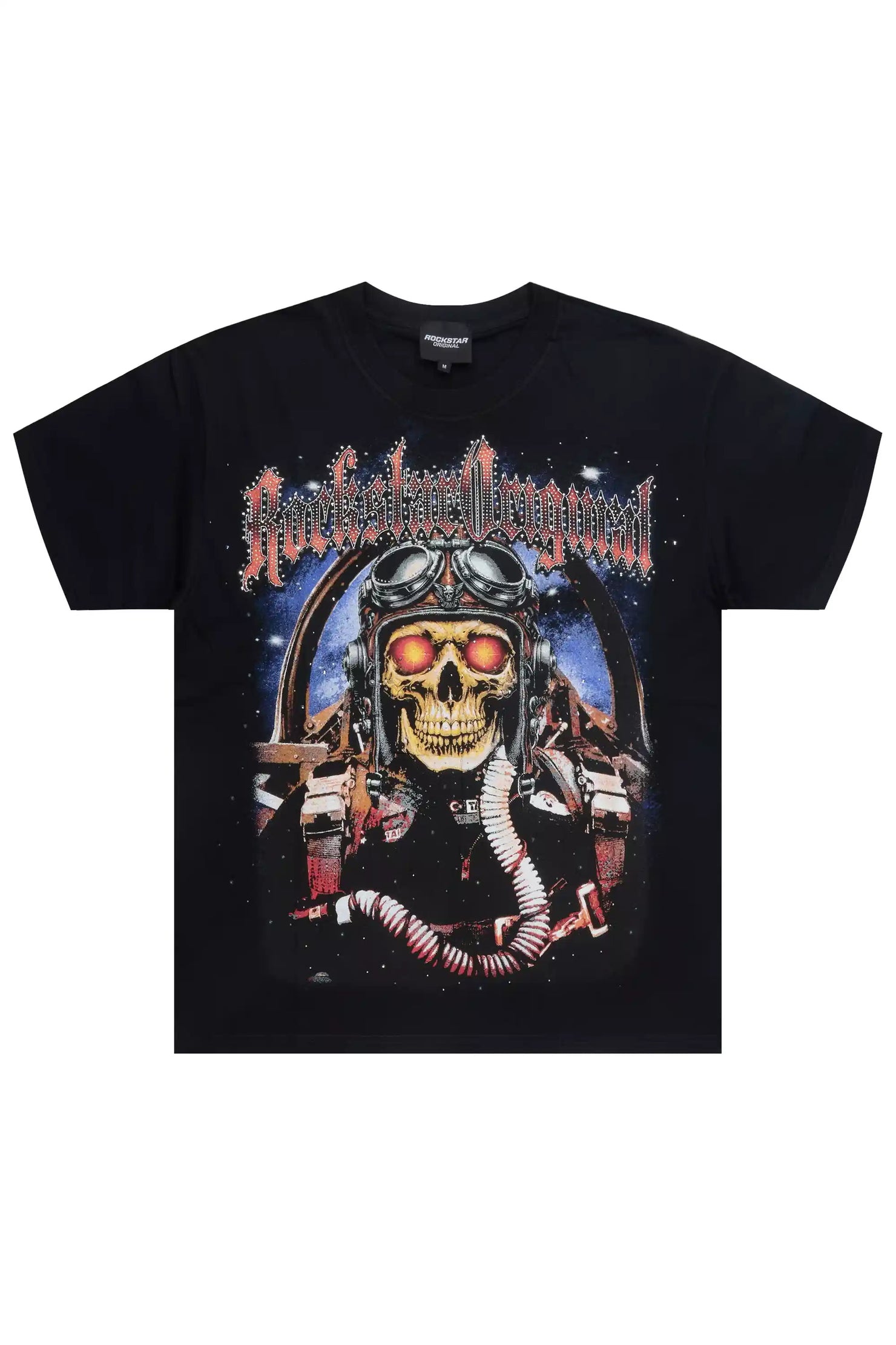 Airhart Black Graphic Rhinestone T-Shirt