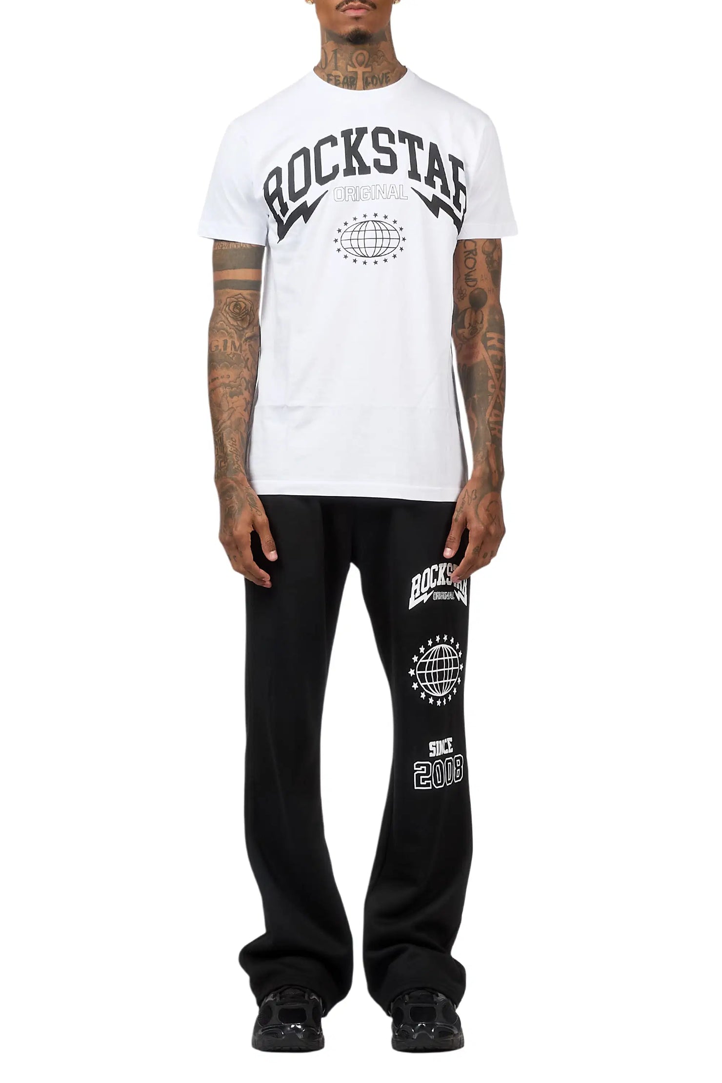 Stori White/Black T-Shirt/ Relaxed Track Set