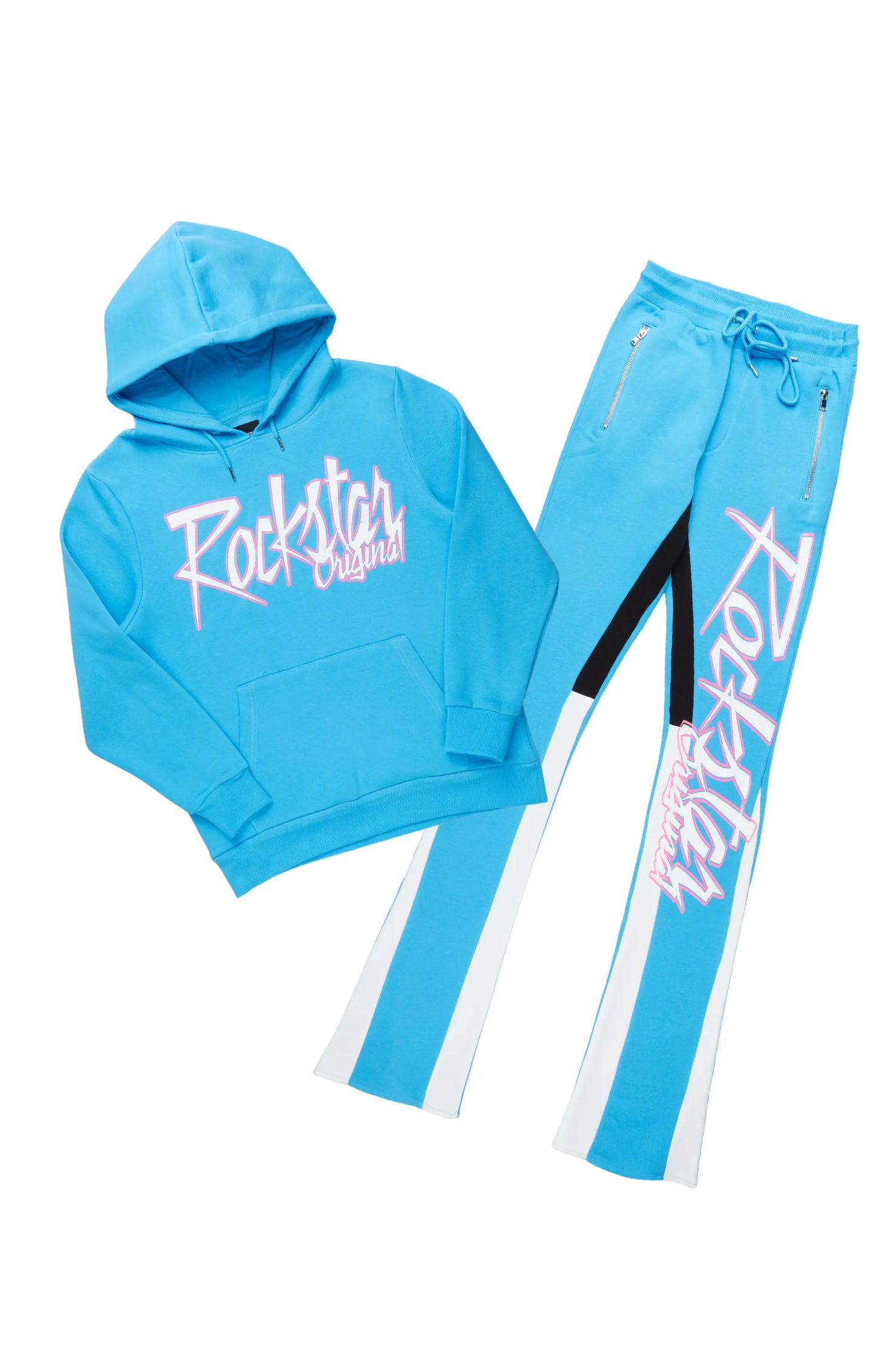 Kalibre Blue Hoodie/Stacked Flare Pant Set