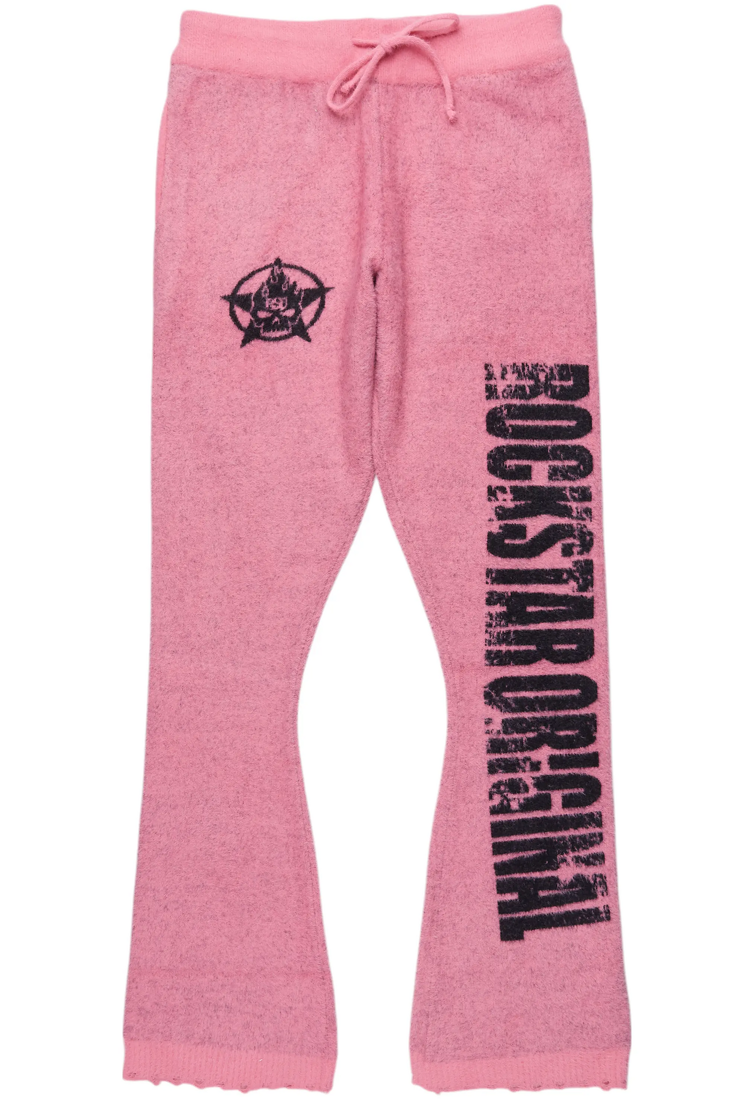 Keve Pink Knitted Mohair Flare Sweat Pant