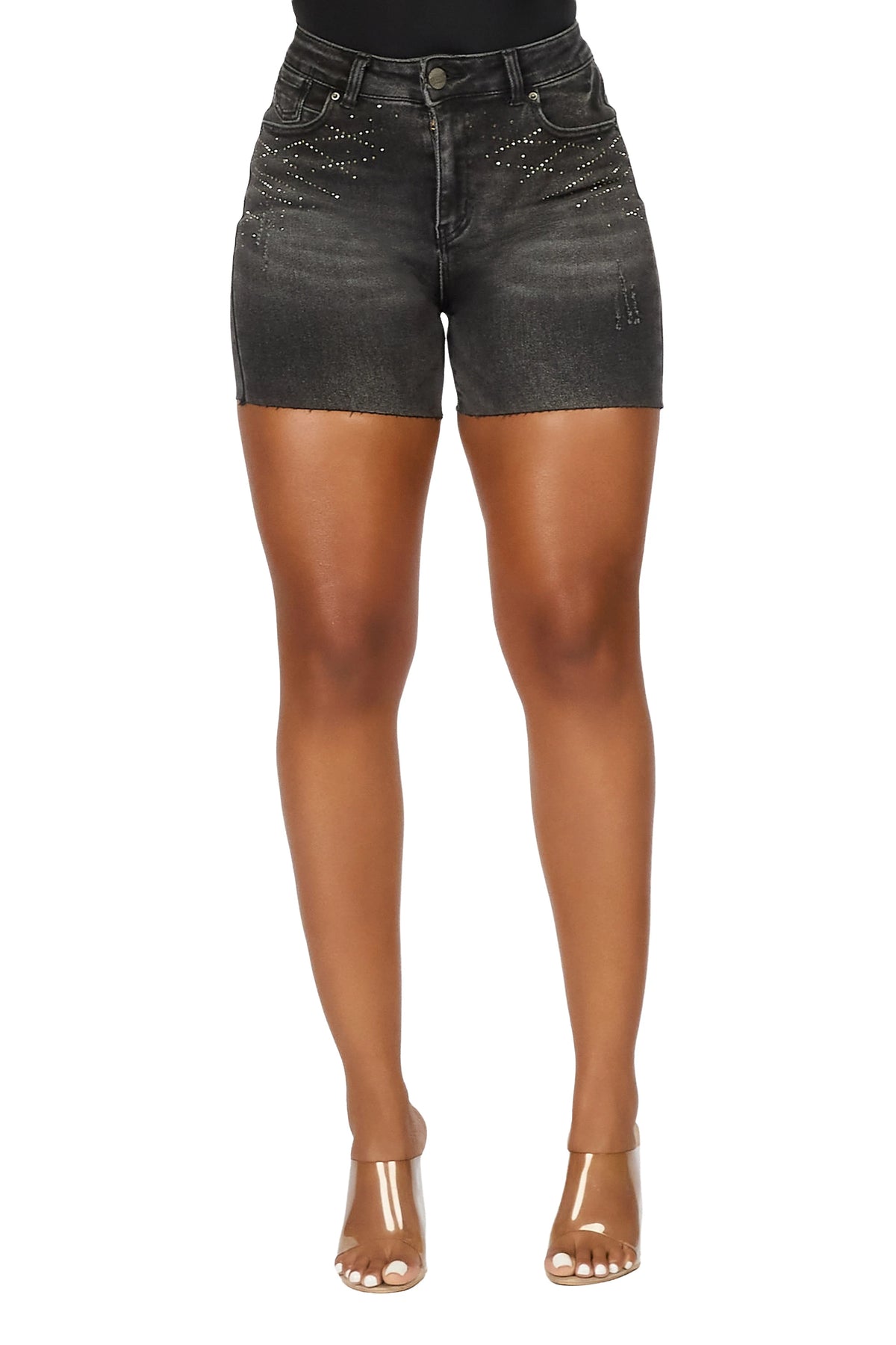 Kulisha Black Rhinestone Denim Short