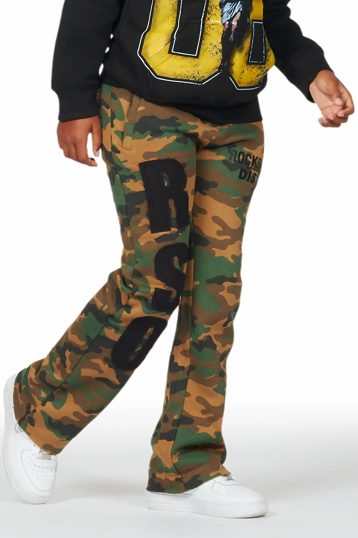 Boys Bansi Faded Camo Stacked Trackpant