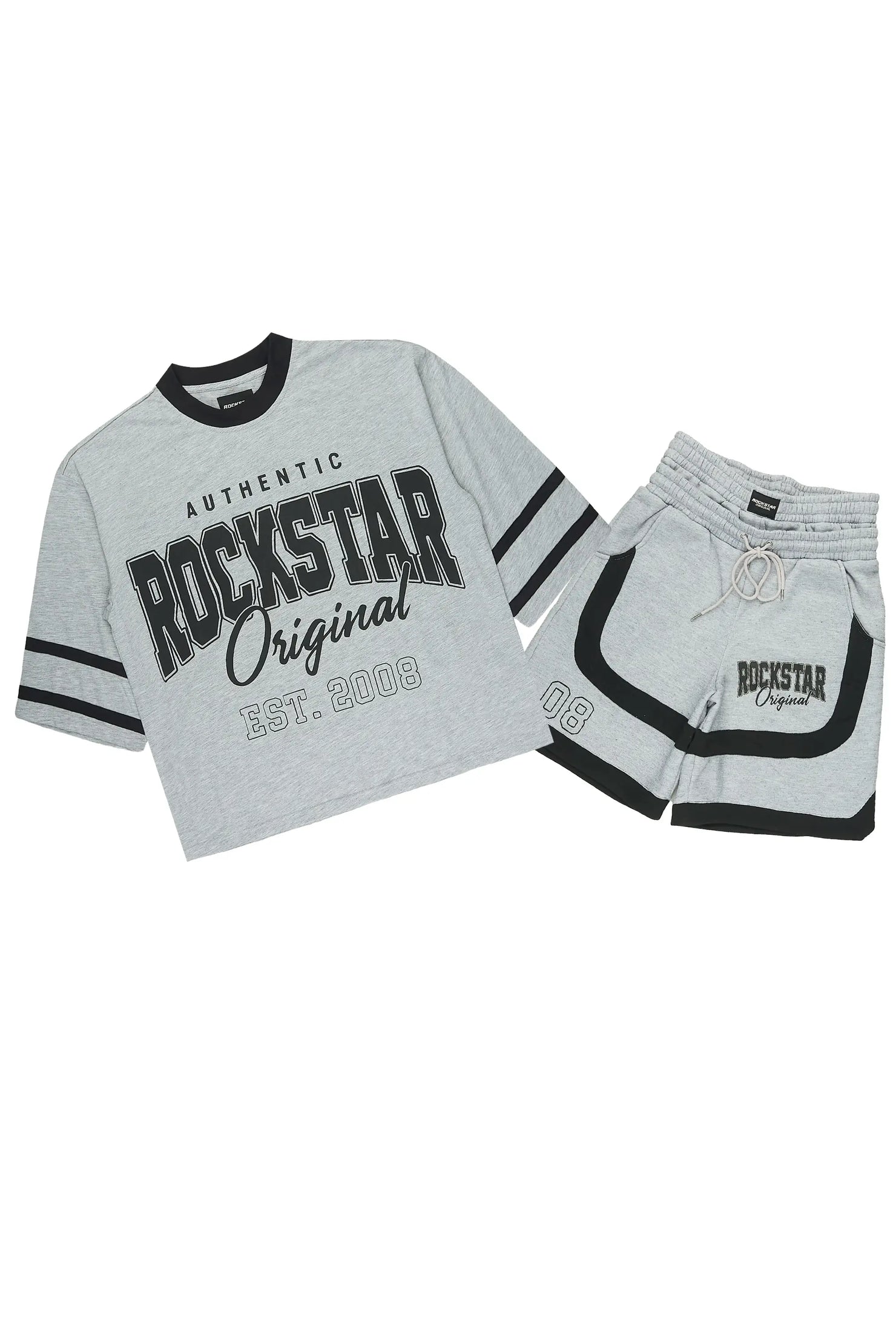 Redford Heather Grey T-Shirt/Double Waisted Short Set