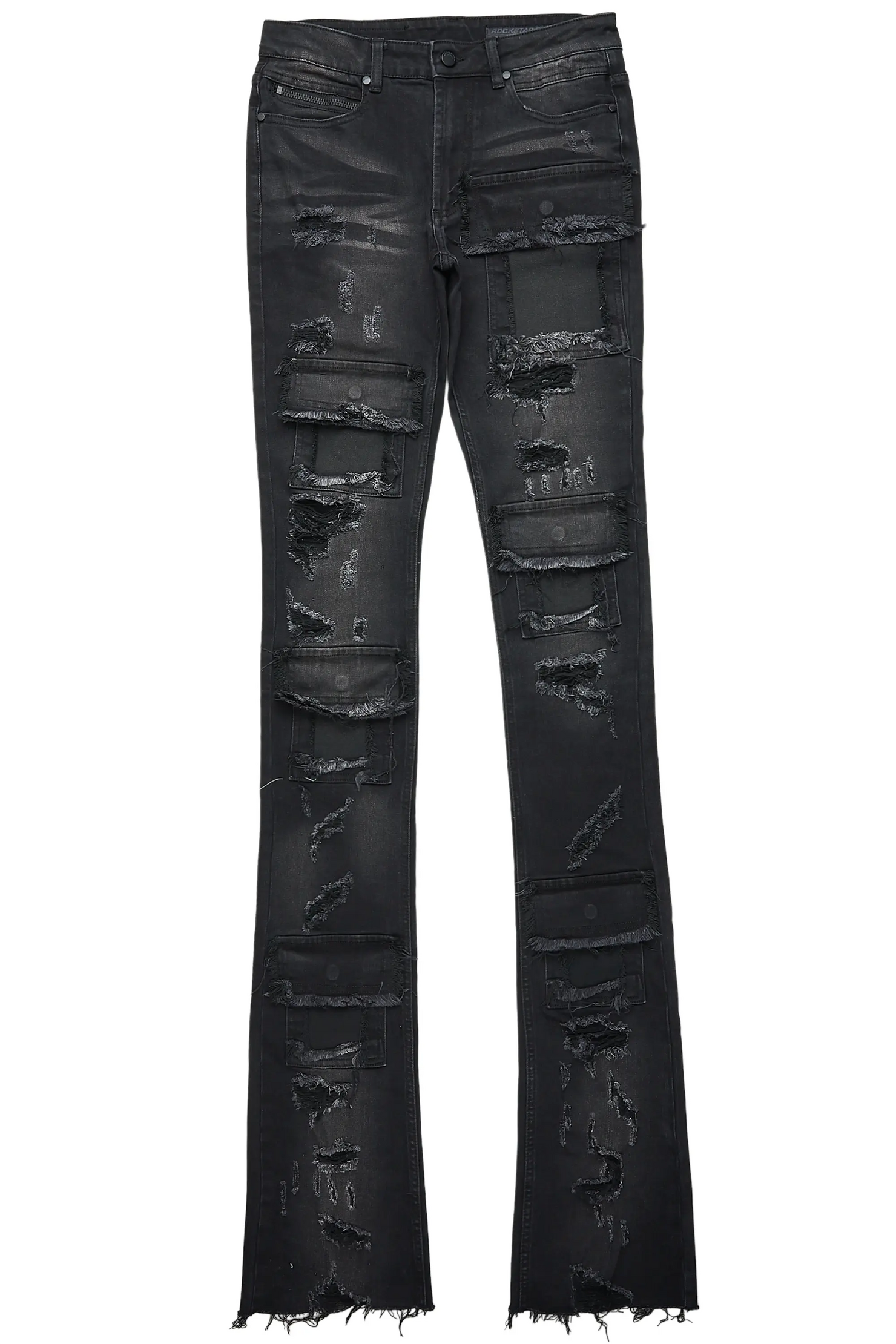 Pooja Black Super Stacked Flare Jean