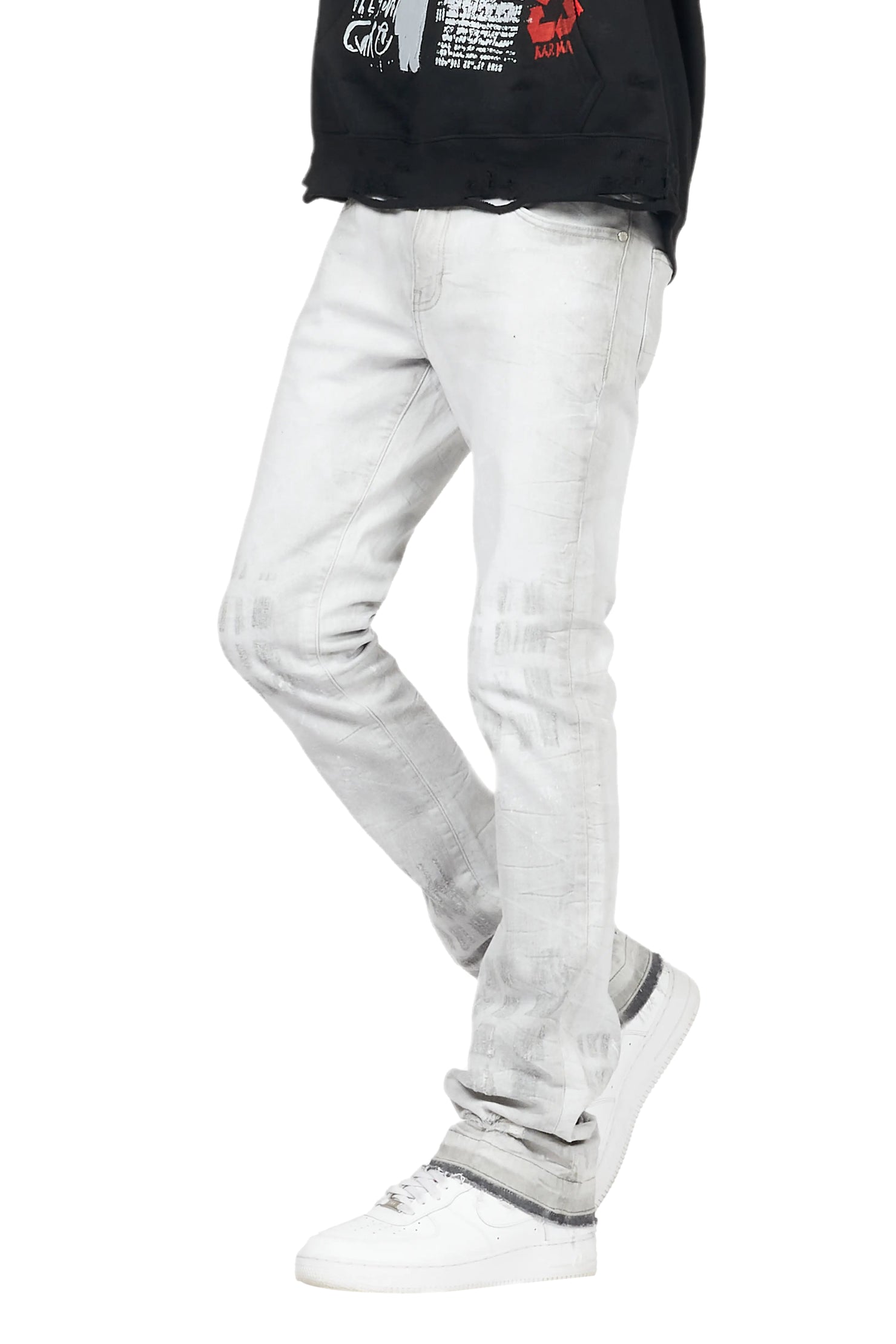 Molter Light Grey Stacked Flare Jean