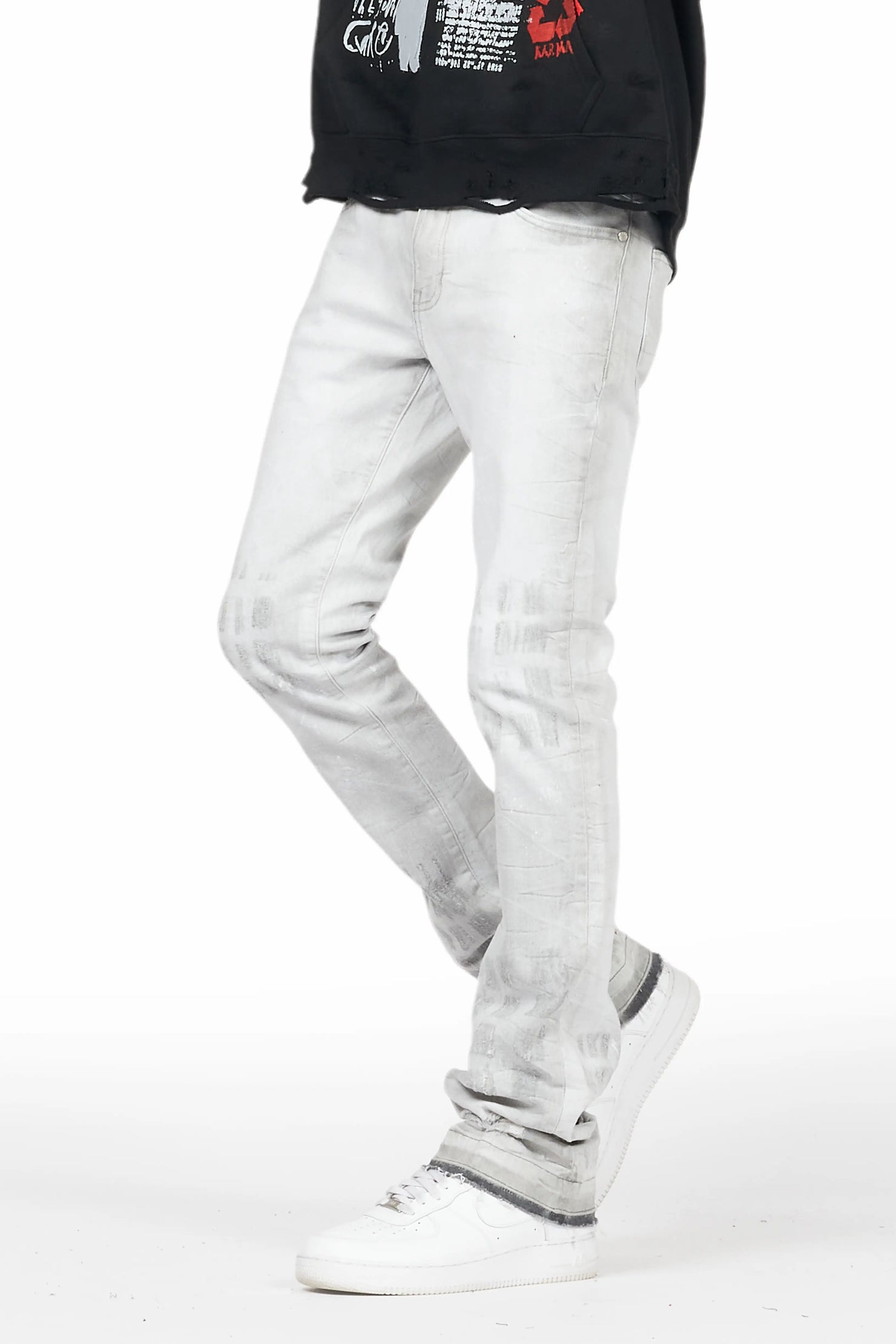 Molter Light Grey Stacked Flare Jean