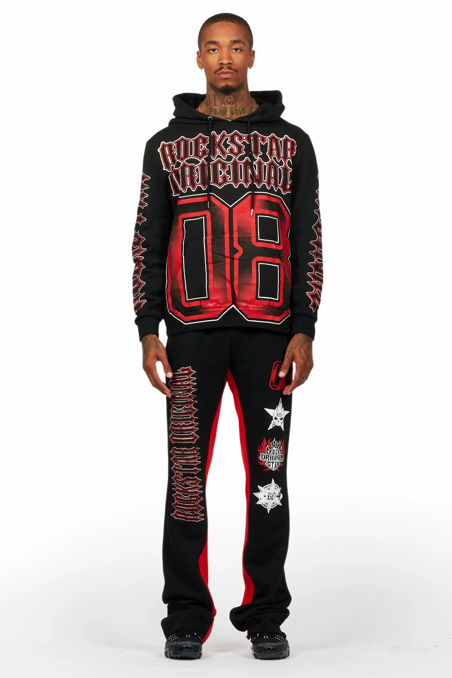 Alim Black/Red Hoodie/Baggy Track Pant Set