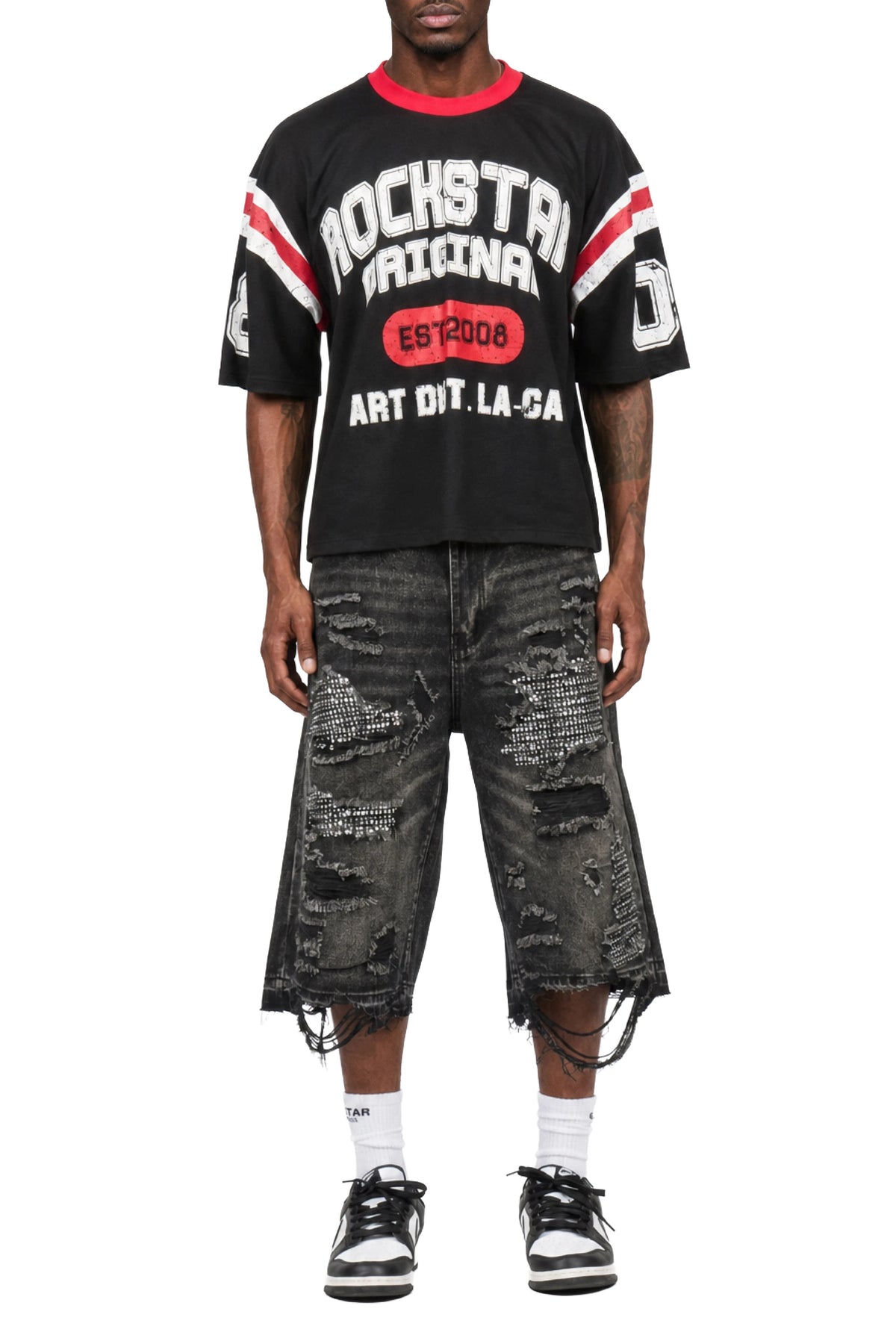 Mathey Dark Grey Rhinestone Jort