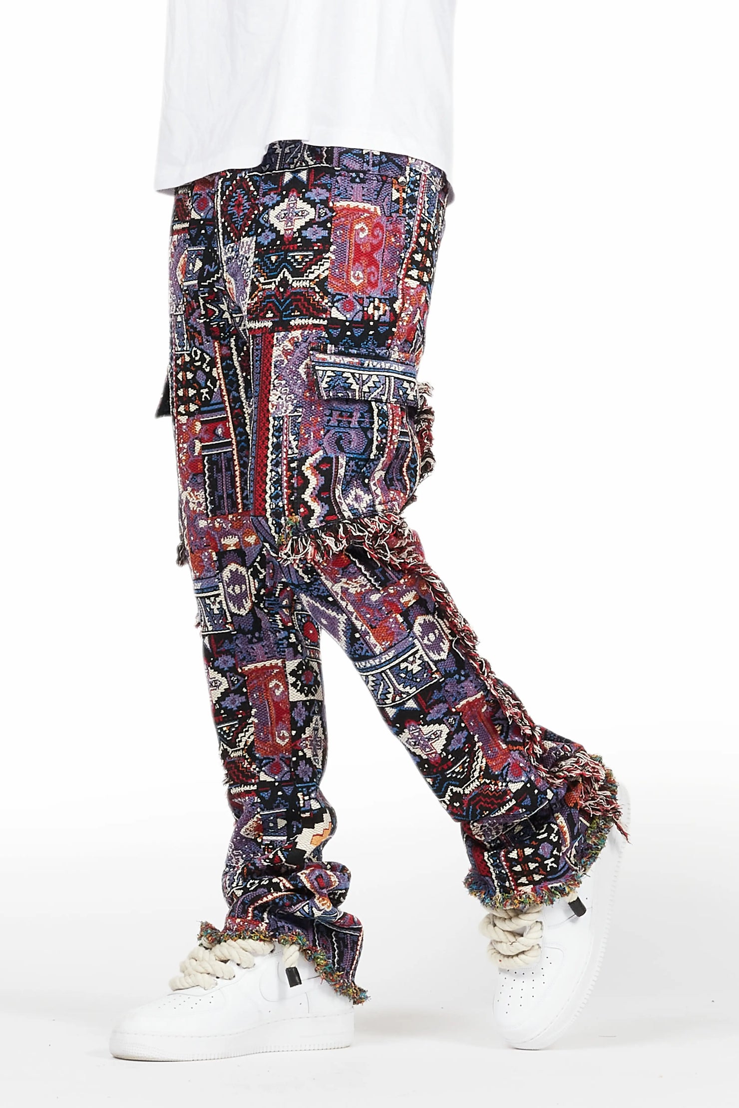 Ayami Purple Slim Tapestry Flare Jean