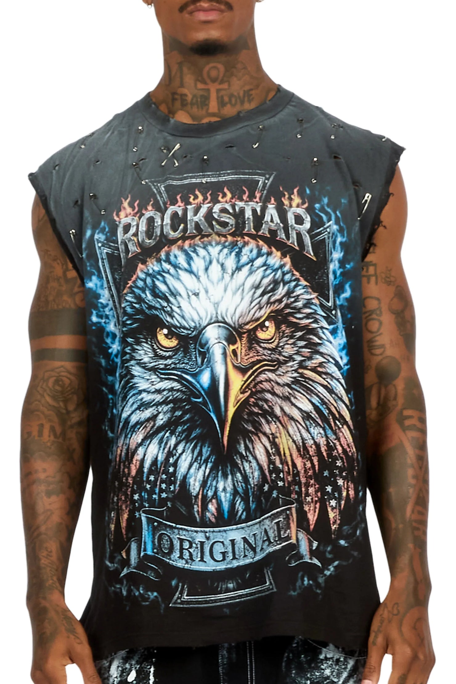 Elmore Black Oversized Cut Off T-Shirt
