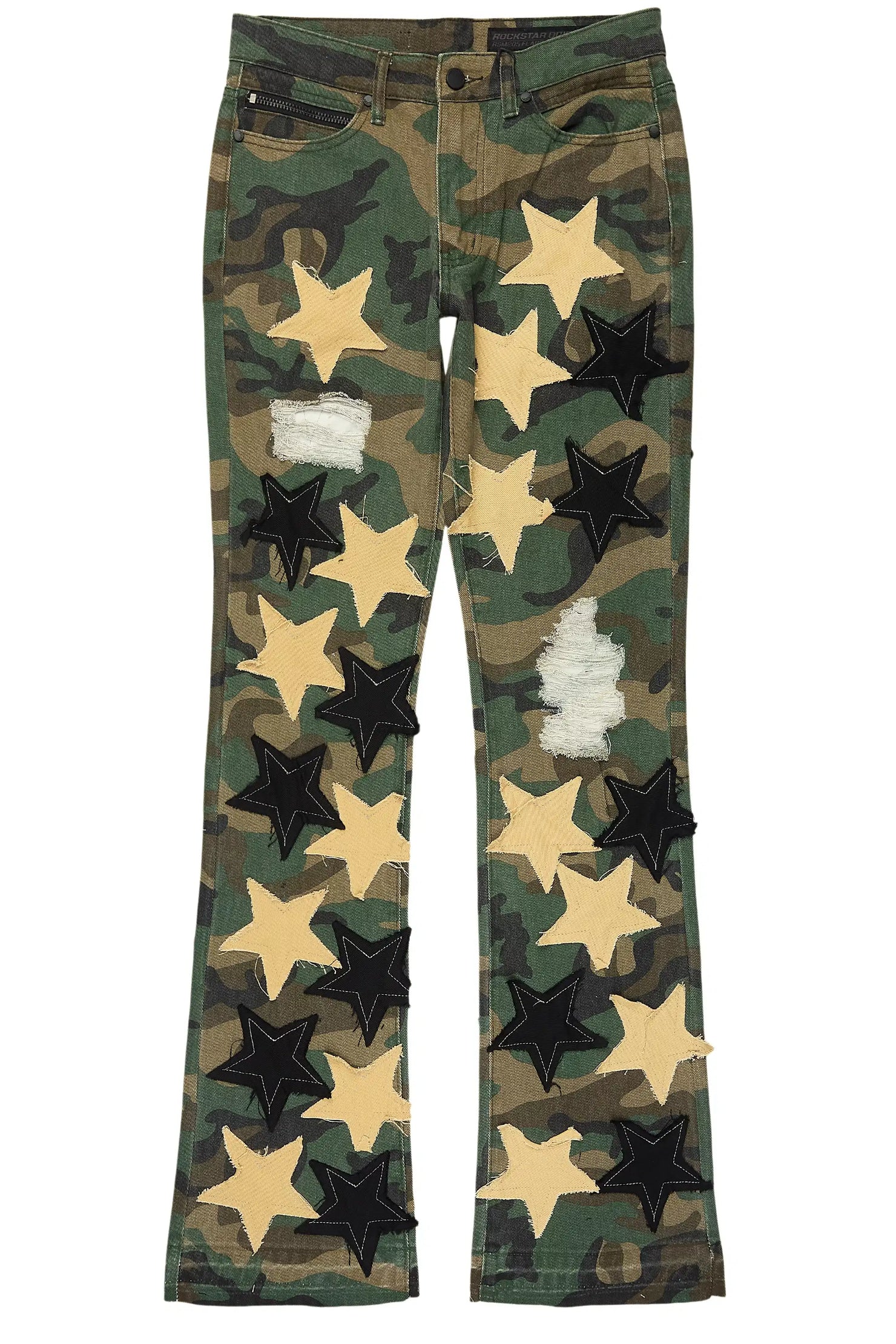 StarLane Faded Camo Stacked Flare Jean