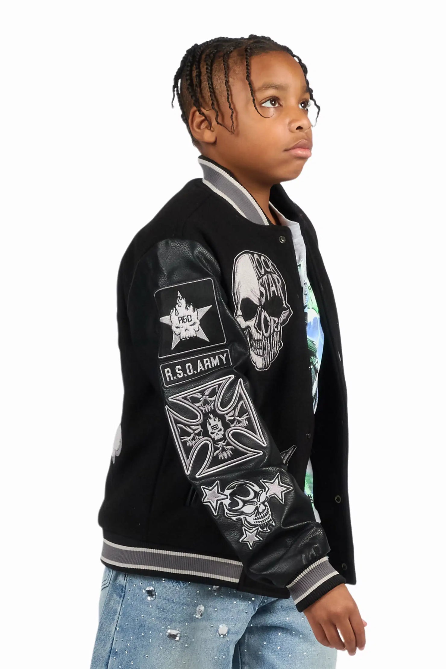 Boys Cavo Black Varsity Jacket