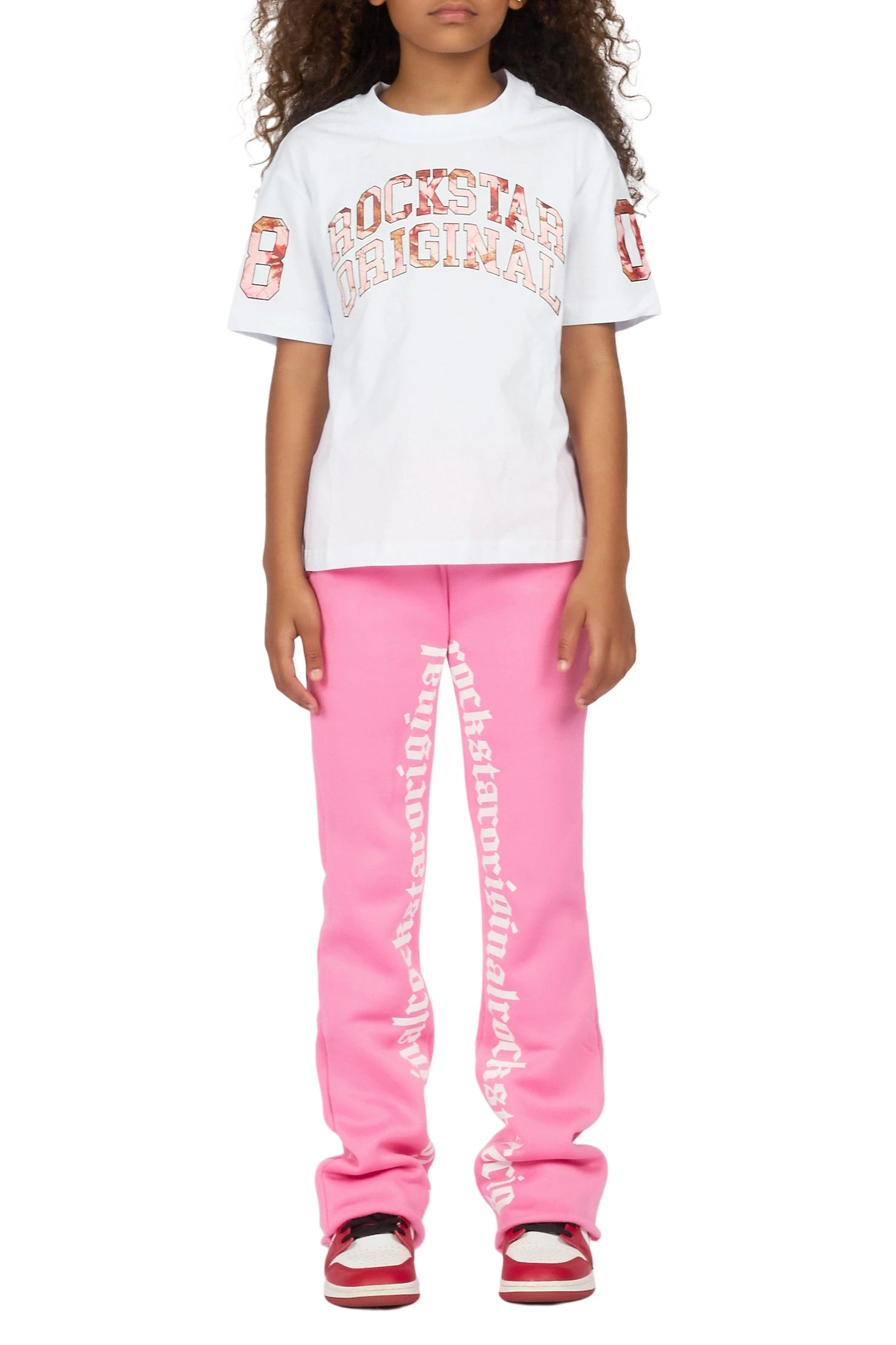 Girls Blakely Bubblegum Pink Stacked Track Pant