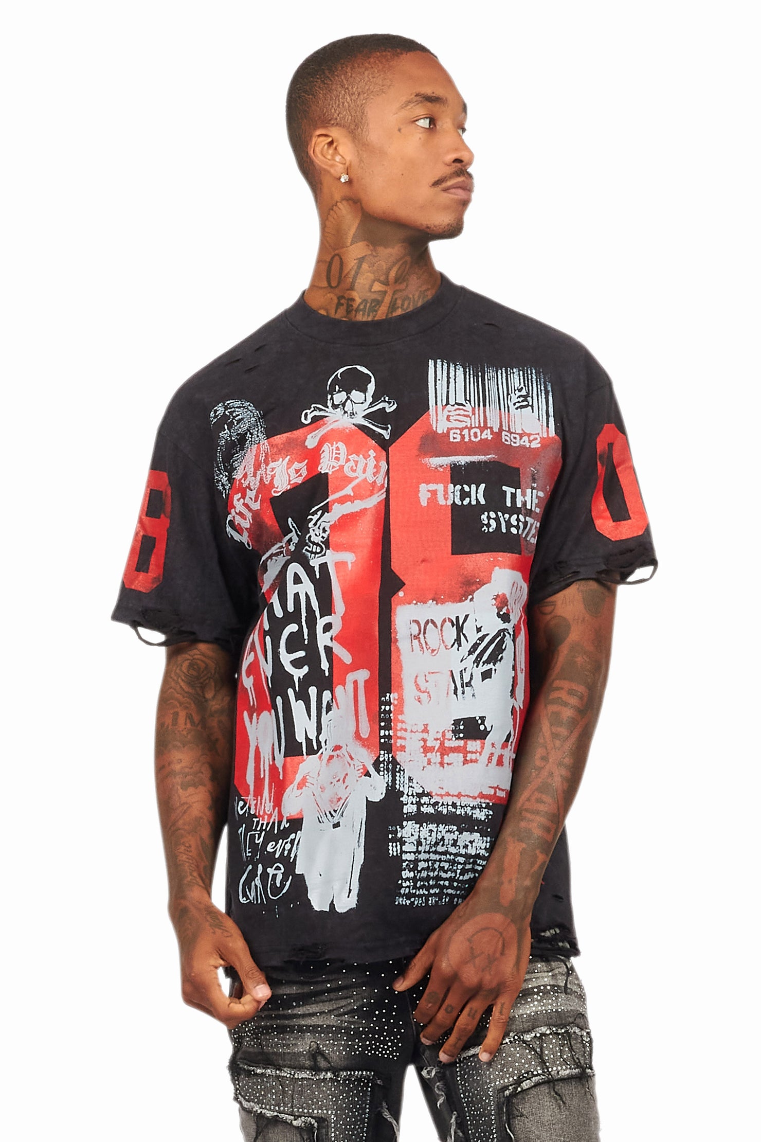 Grill Vintage Black Graphic Oversized T-Shirt