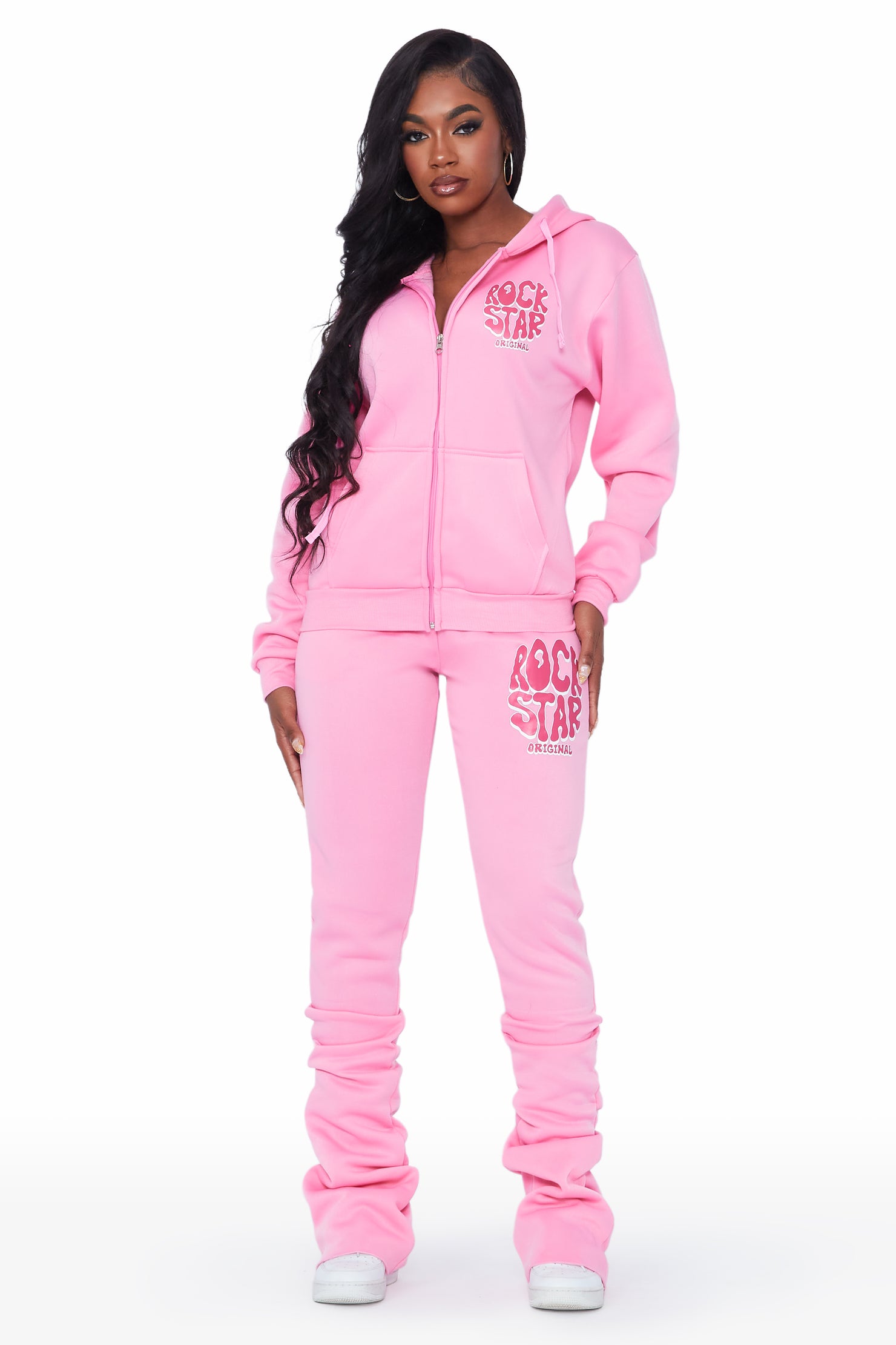 Teagan Pink Zip Up Super Stacked Trackset