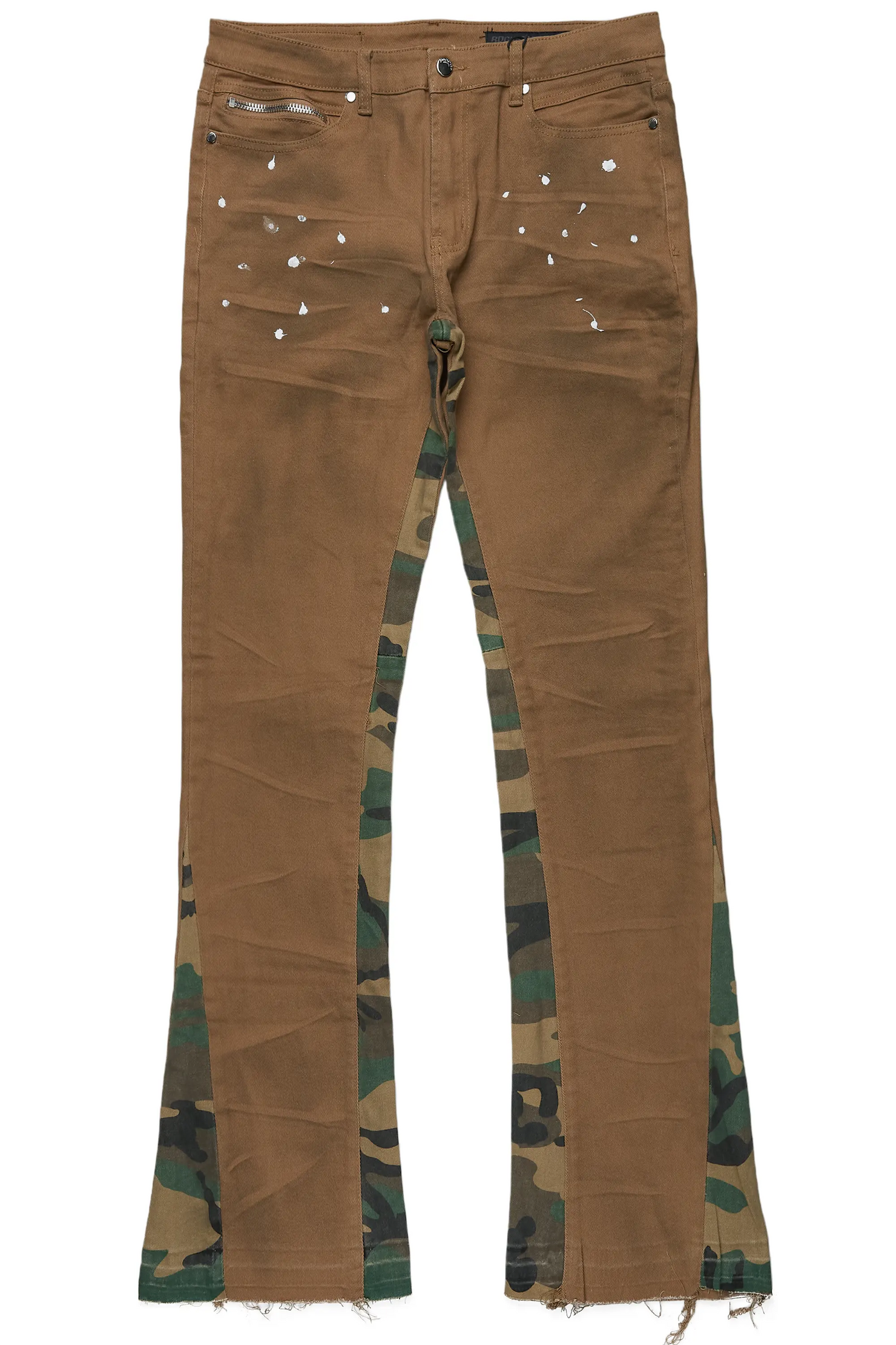 Strass Brown Stacked Flare Jean