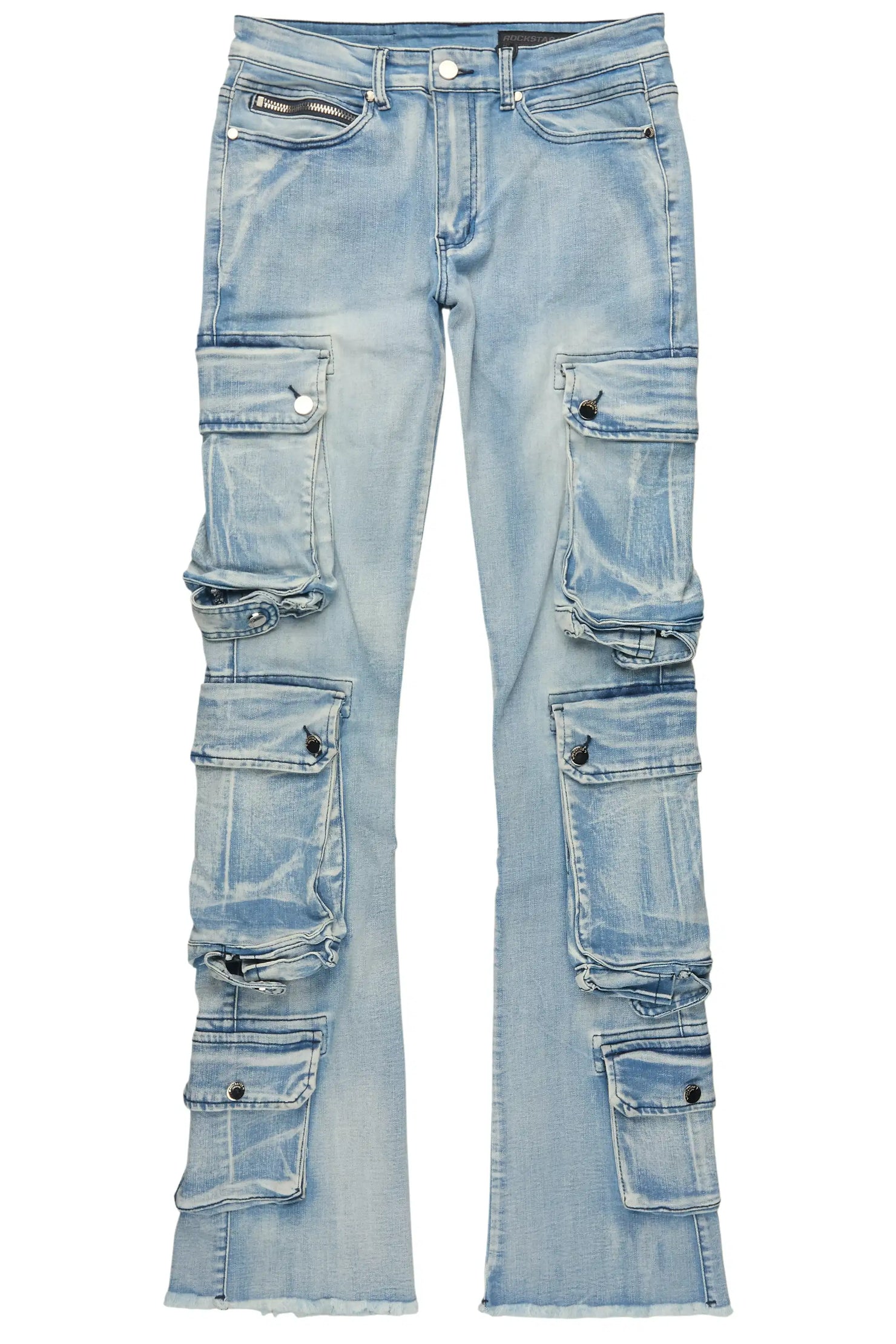 Cloudy Light Blue Stacked Flare Jean