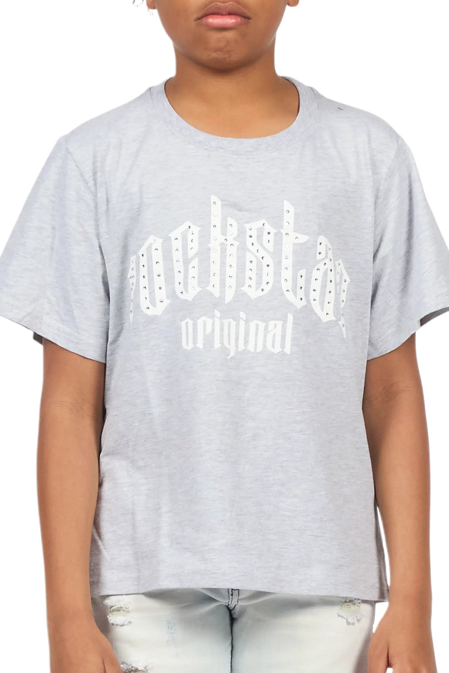 Boys Sherriso Heather Grey Rhinestone T-Shirt