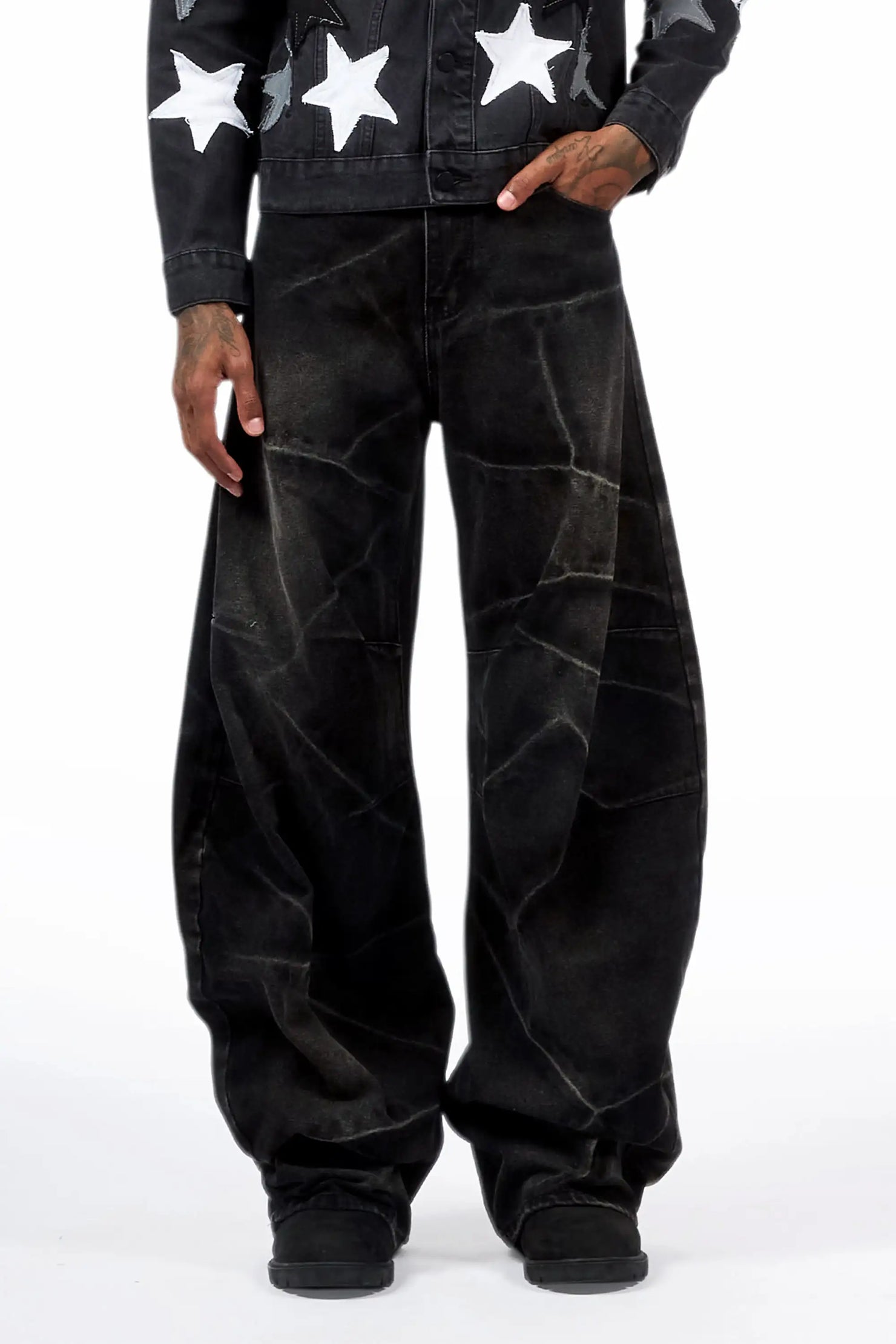 Harlem Dark Grey Barrel Fit Jean