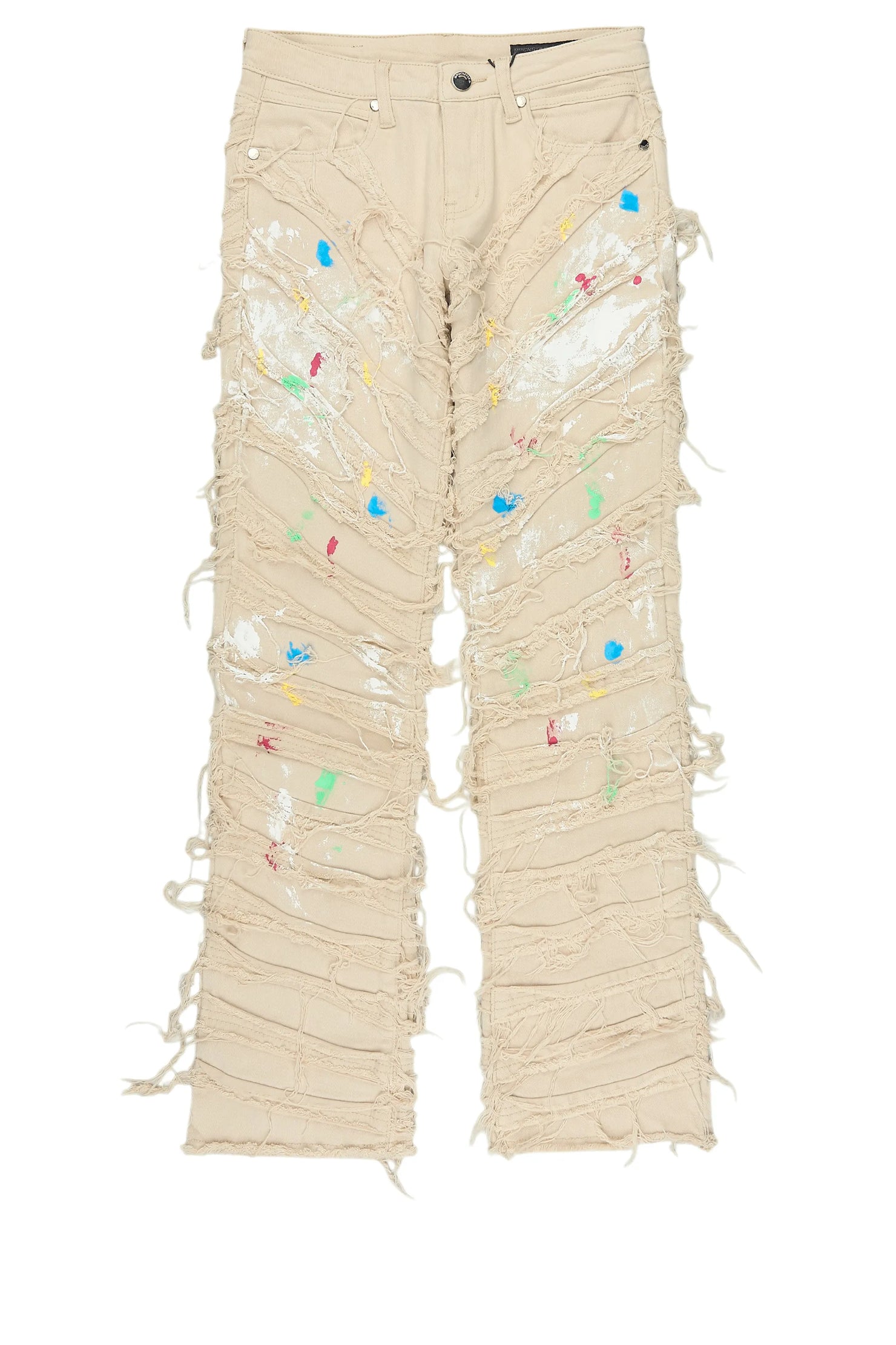 Boys Charly 2.0 Beige Stacked Painter Flare Jean