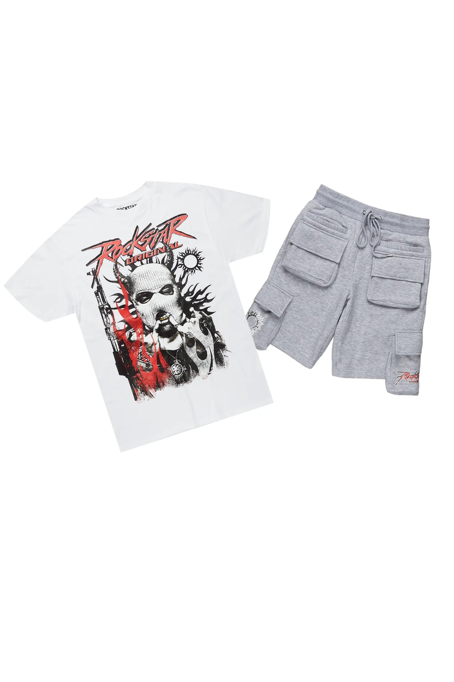 Merci White/Grey T-Shirt Short Set